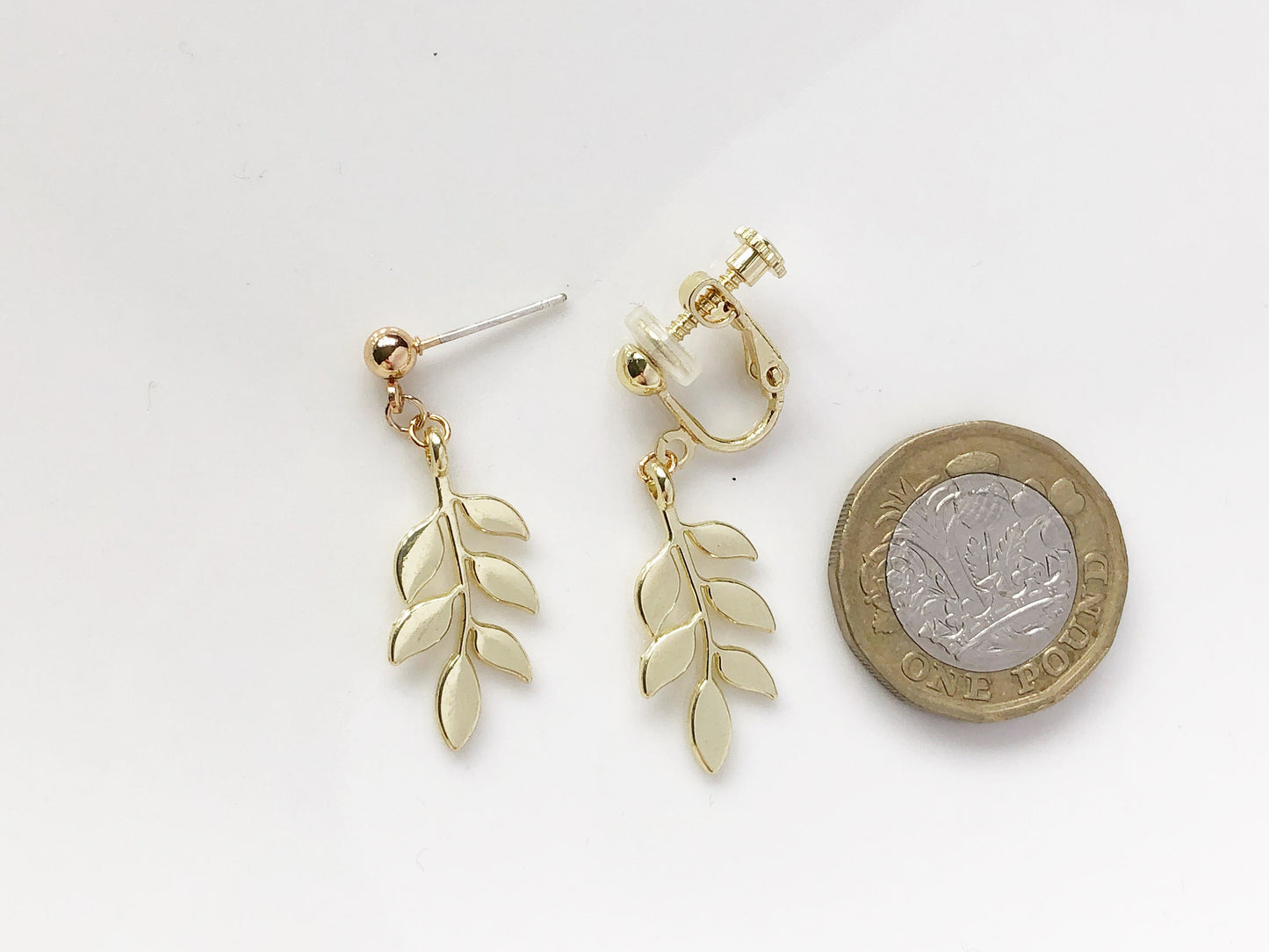 Laurel Leaf Dangle Clip-on/ Stud Earrings, Handmade earrings, gift for her
