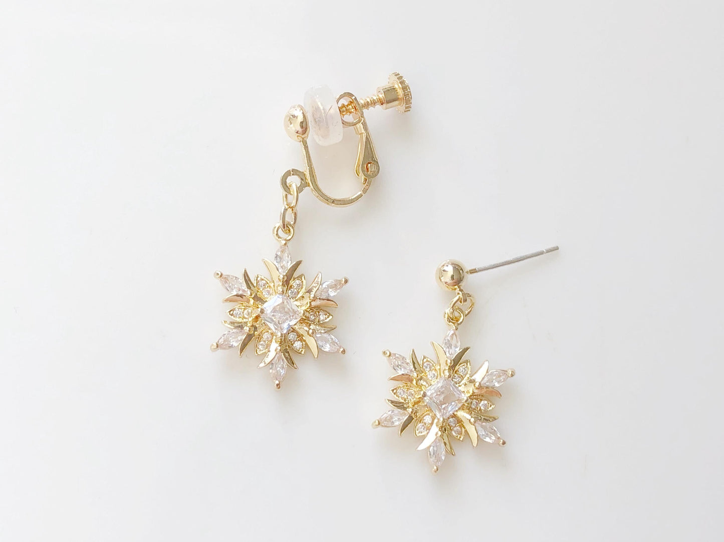 Snowflake Earrings Zircon Crystal Dangle Clip On Stud Hook Christmas  Winter Jewellery for Women Pierced Non Pierced Sparkly Gift for her