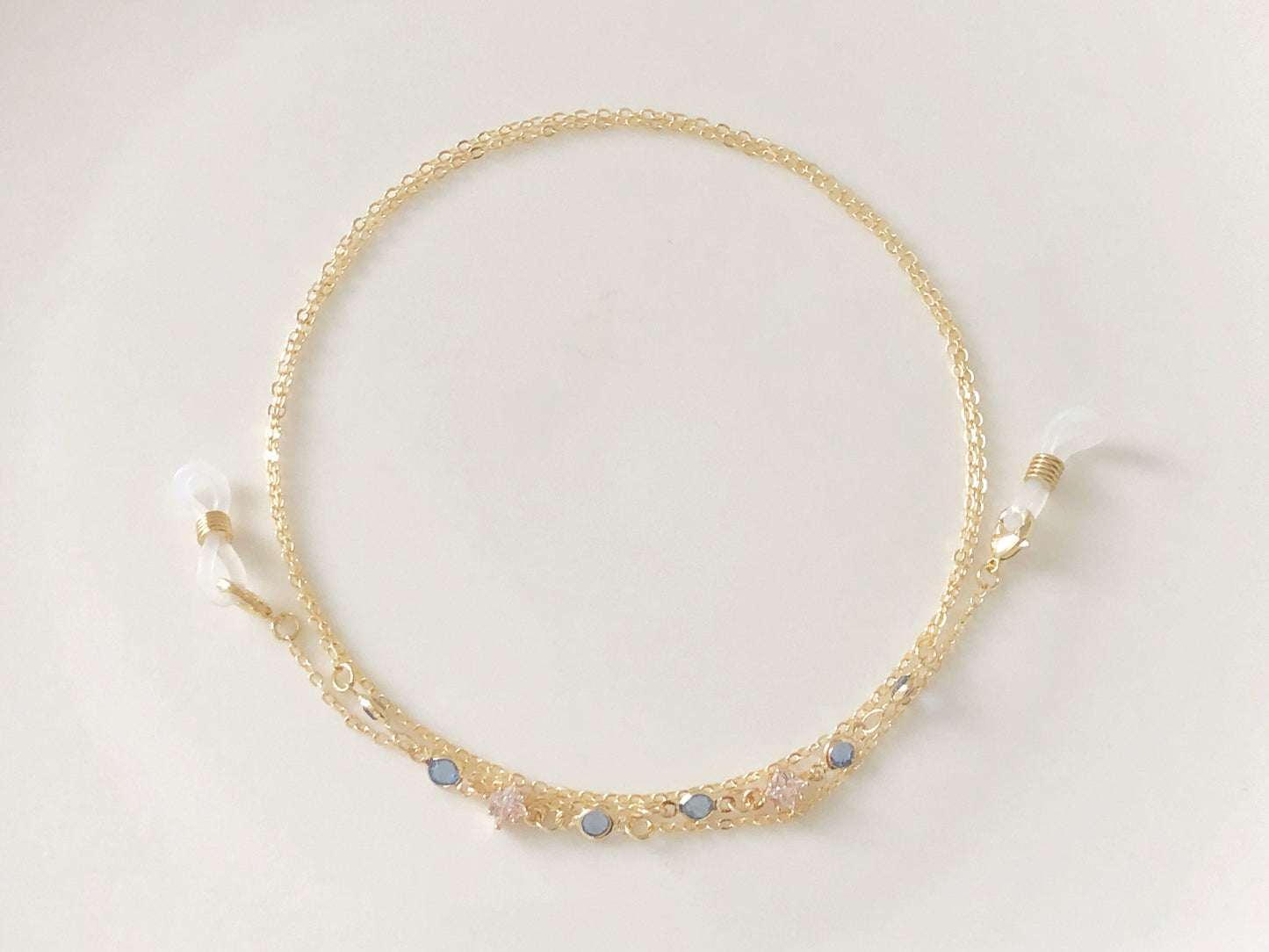 Dainty Blue Zirconia glasses chain, Delicate sunglasses chain, Travel essential, gift for mother, Valentines Gift for her, Lanyard