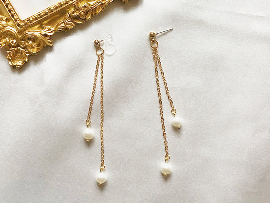 Freshwater Pearl Drop Earrings | Clip On or Stud | Handmade Bridal Jewelry | Gift for Her
