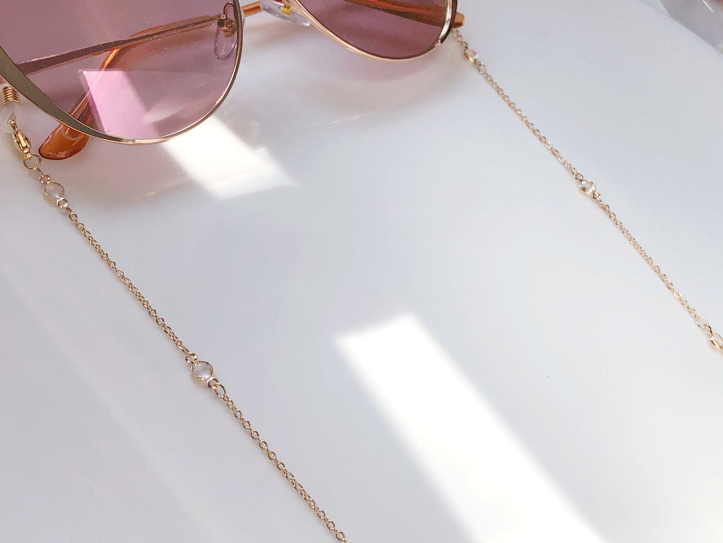 Dainty Clear Zirconia glasses chain, Delicate sunglasses chain, Travel essential, gift for mother, Valentines Gift for her, Lanyard