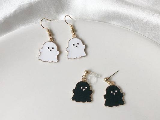 Cute Halloween Ghost Earrings | Spooky Stud or Clip-On | Fun Halloween Jewellery | Gift for Her or Teen