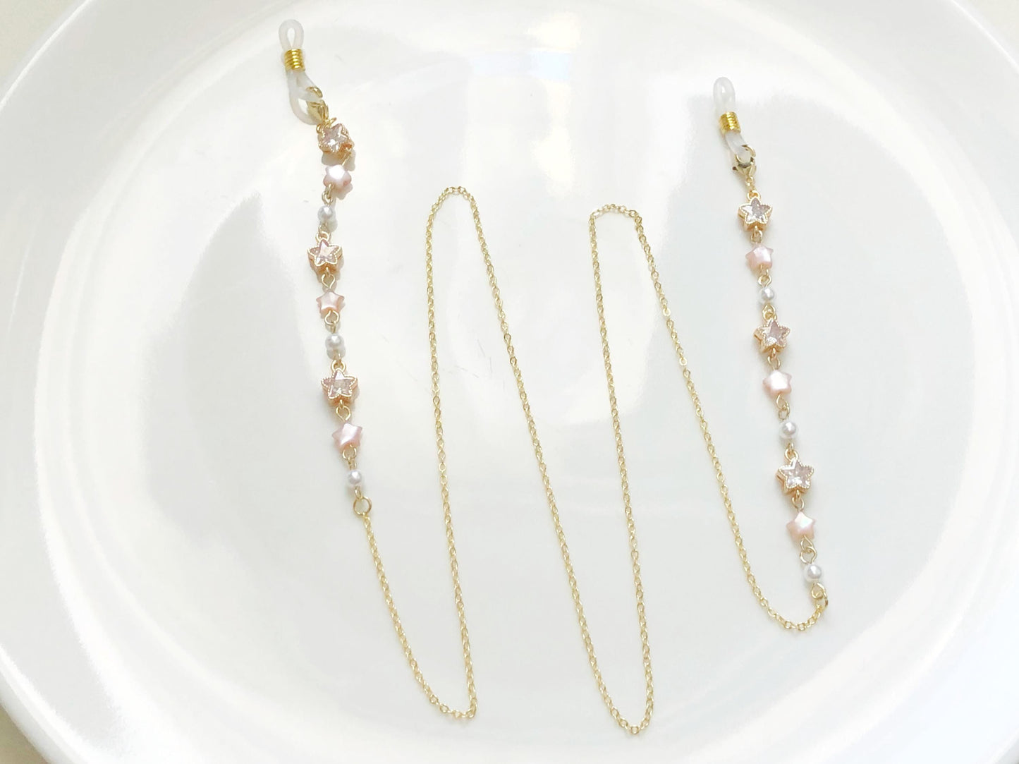 Glasses Chain Star Bead, Crystal Mother of Pearl Eyeglass Holder, Spectacles Chain Jewellery, Sunglasses Strap, Gift For Her