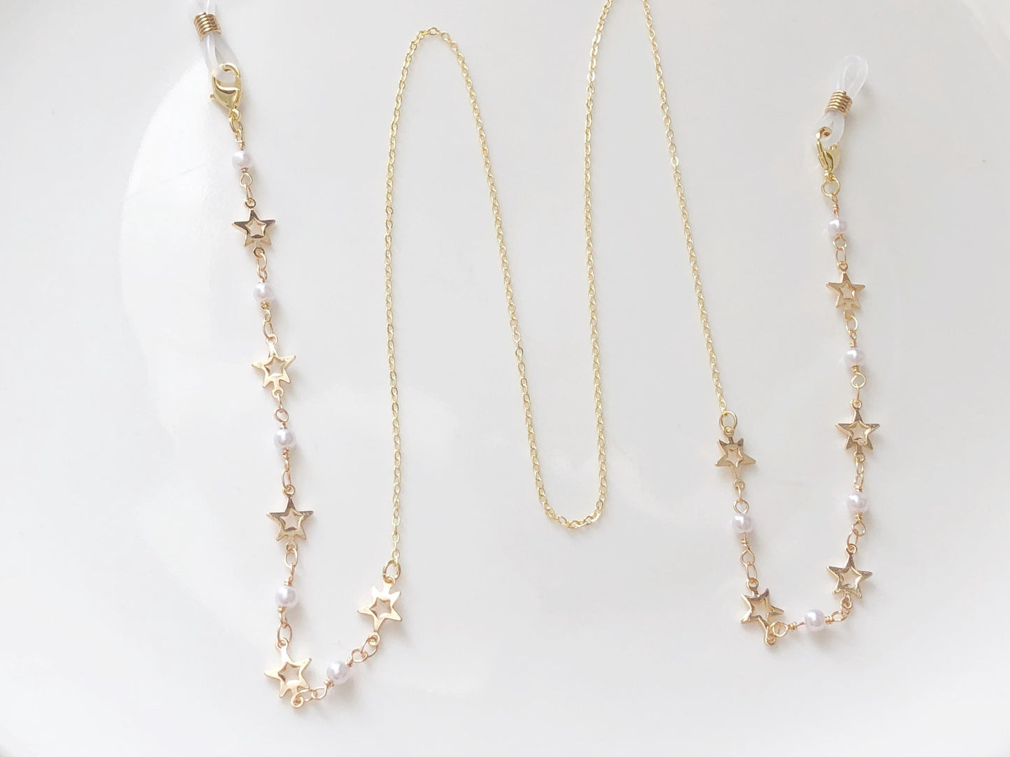 Dainty star faux pearl glasses chain, Delicate sunglasses chain, Travel essential, gift for mother, Valentines Gift for her, Lanyard