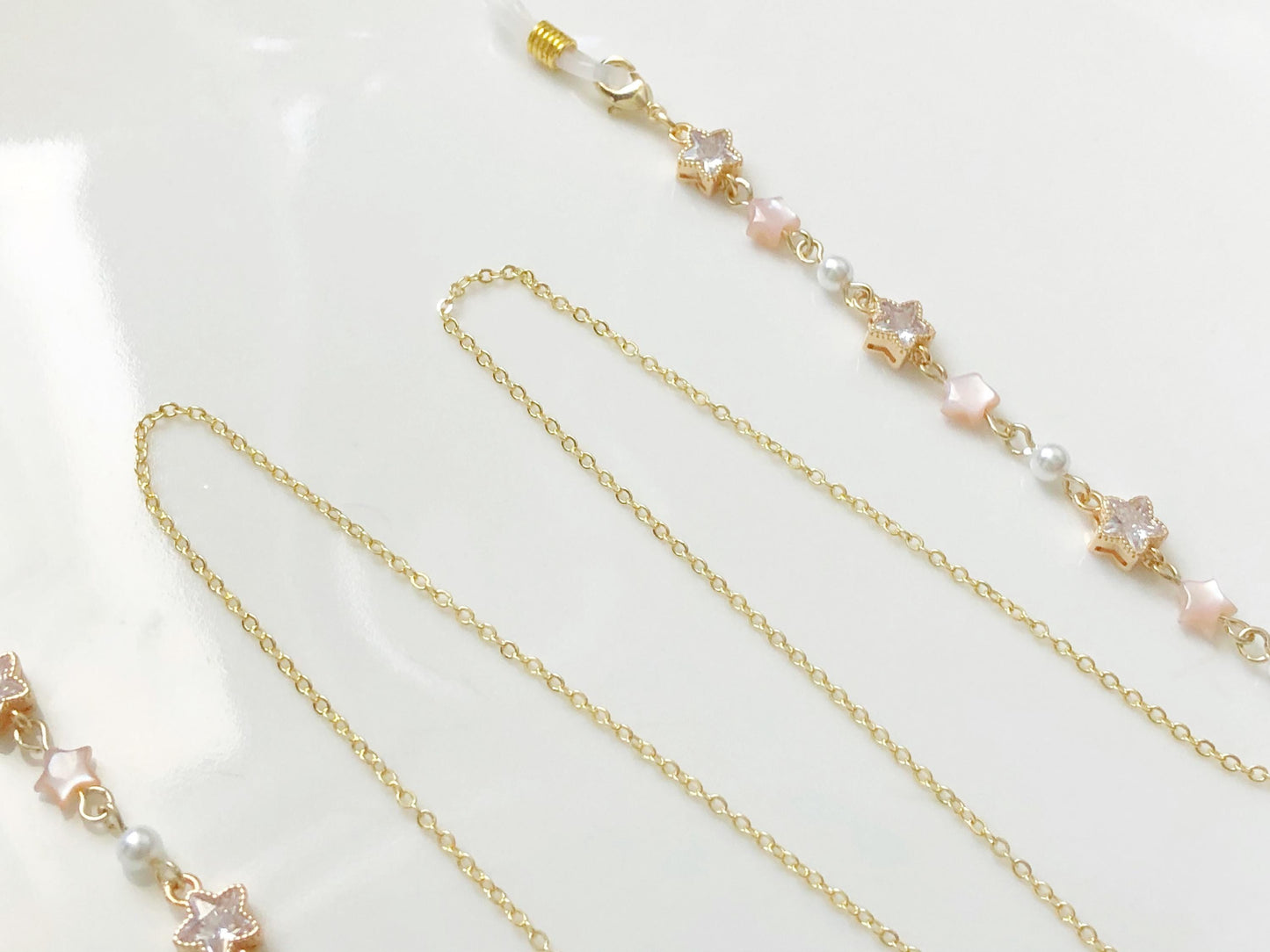 Glasses Chain Star Bead, Crystal Mother of Pearl Eyeglass Holder, Spectacles Chain Jewellery, Sunglasses Strap, Gift For Her