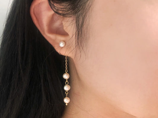 Freshwater Pearl Clip-On Earrings | Dangle Drop Design | Non Pierced Bridal Jewellery | Gift for Her