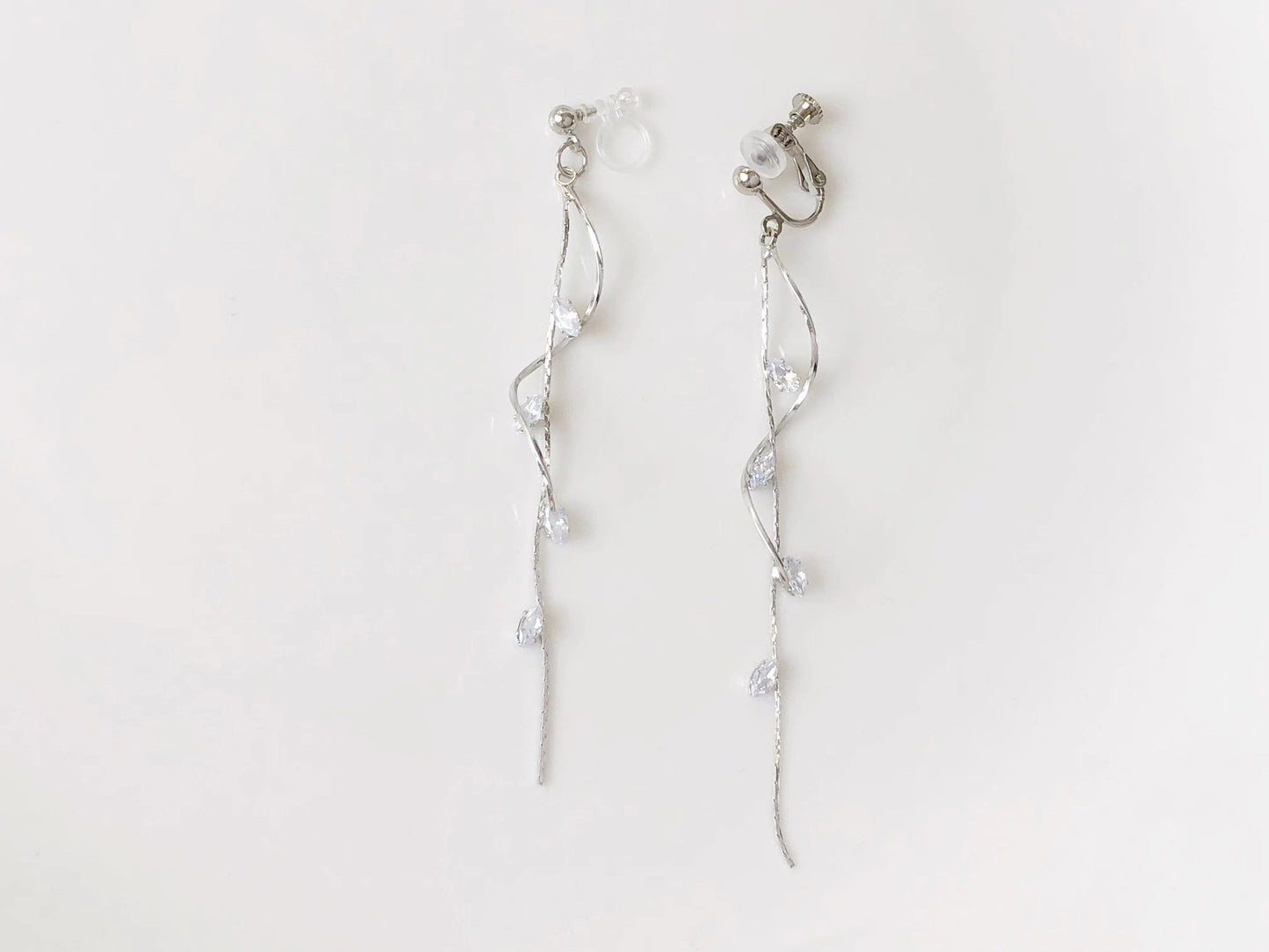 Dainty Zircon leaves dangle Earrings, Cute long dangle plant earrings, gift for her