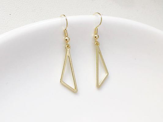 Dainty Gold Triangle Earrings, Geometric Drop Earrings, Minimalist Jewellery, Everyday Earrings, Elegant Gift for Her