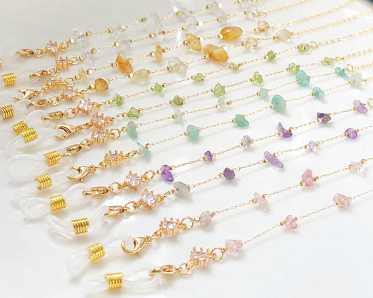 Dainty colourful quartz glasses chain, Delicate sunglasses chain, Travel essential, gift for mother, Valentines Gift for her, Lanyard