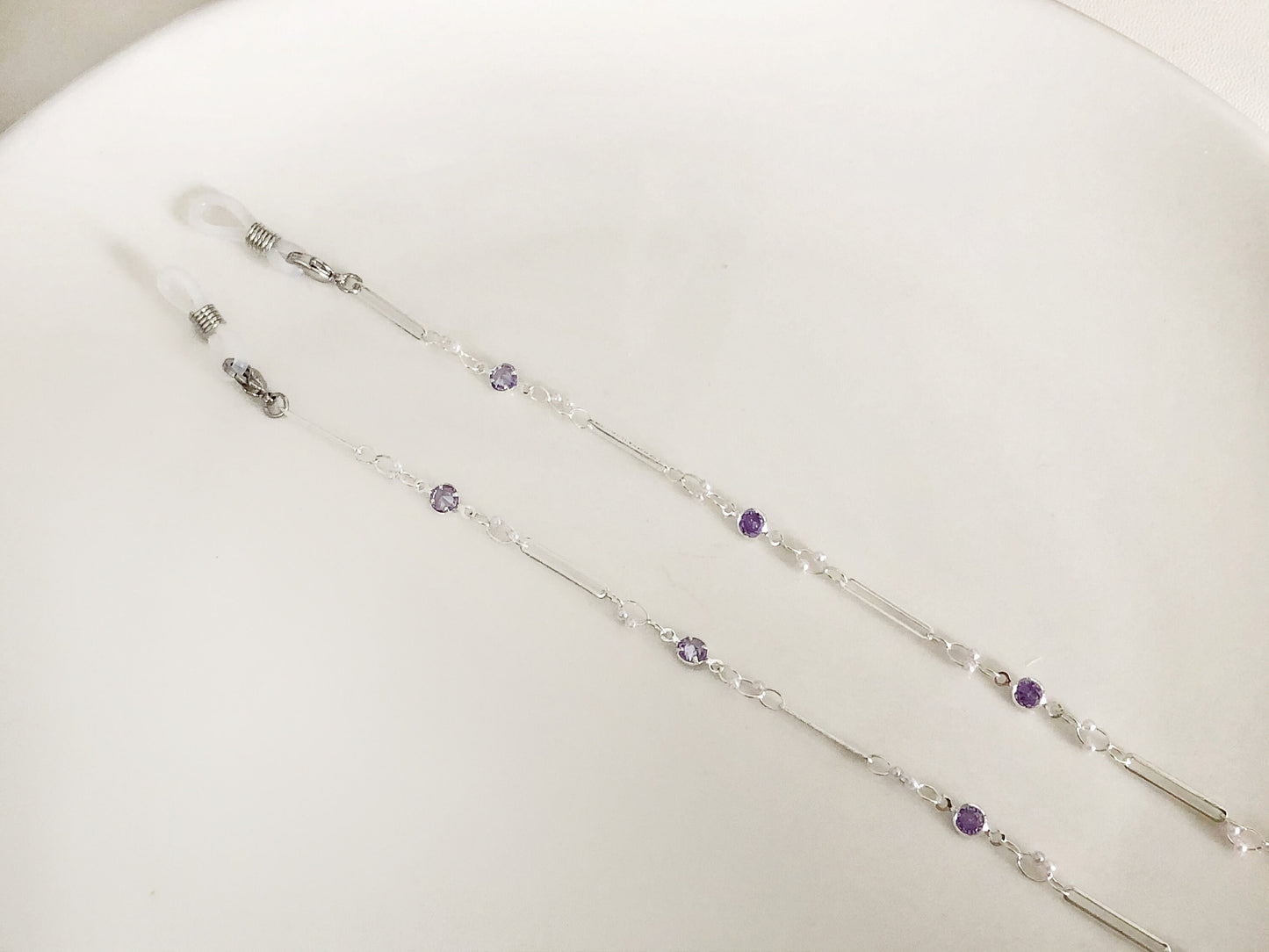 Dainty purple Zirconia glasses chain, Delicate sunglasses chain, Travel essential, gift for mother, Valentines Gift for her, Lanyard