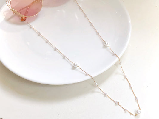Faux Pearl Eyeglass Chain Gold Metal Glasses Holder Necklace Sunglasses Strap Minimalist Beaded Eyewear Accessories Gift for Women