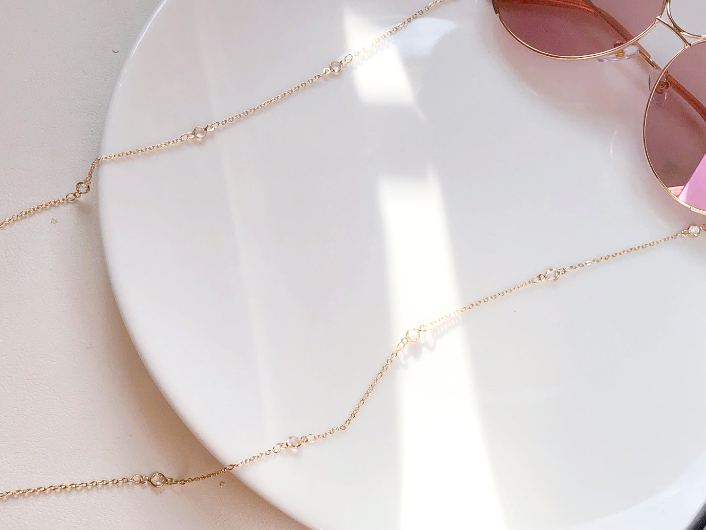 Dainty Clear Zirconia glasses chain, Delicate sunglasses chain, Travel essential, gift for mother, Valentines Gift for her, Lanyard