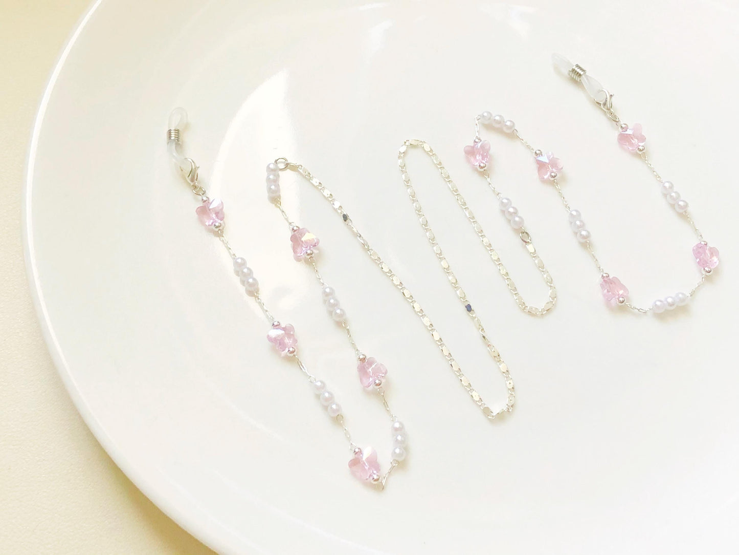 Glasses Chain Butterfly Bead, Cute Kids Eyeglass Holder, Pearl Resin Spectacles Chain, Sunglasses Strap Jewellery Gift For Girl