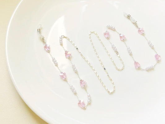 Glasses Chain Butterfly Bead, Cute Kids Eyeglass Holder, Pearl Resin Spectacles Chain, Sunglasses Strap Jewellery Gift For Girl