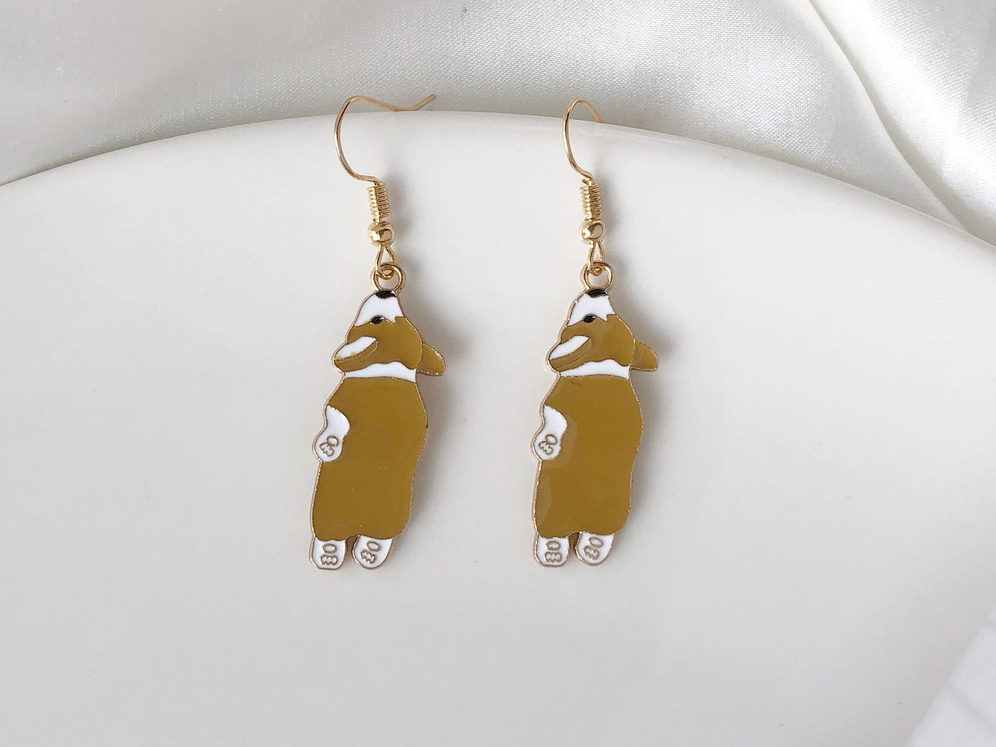 Corgi Earrings Cute Enamel Dog Jewellery Adorable Pet Lover Gift for Her Animal Earrings Clip On or Pierced Option