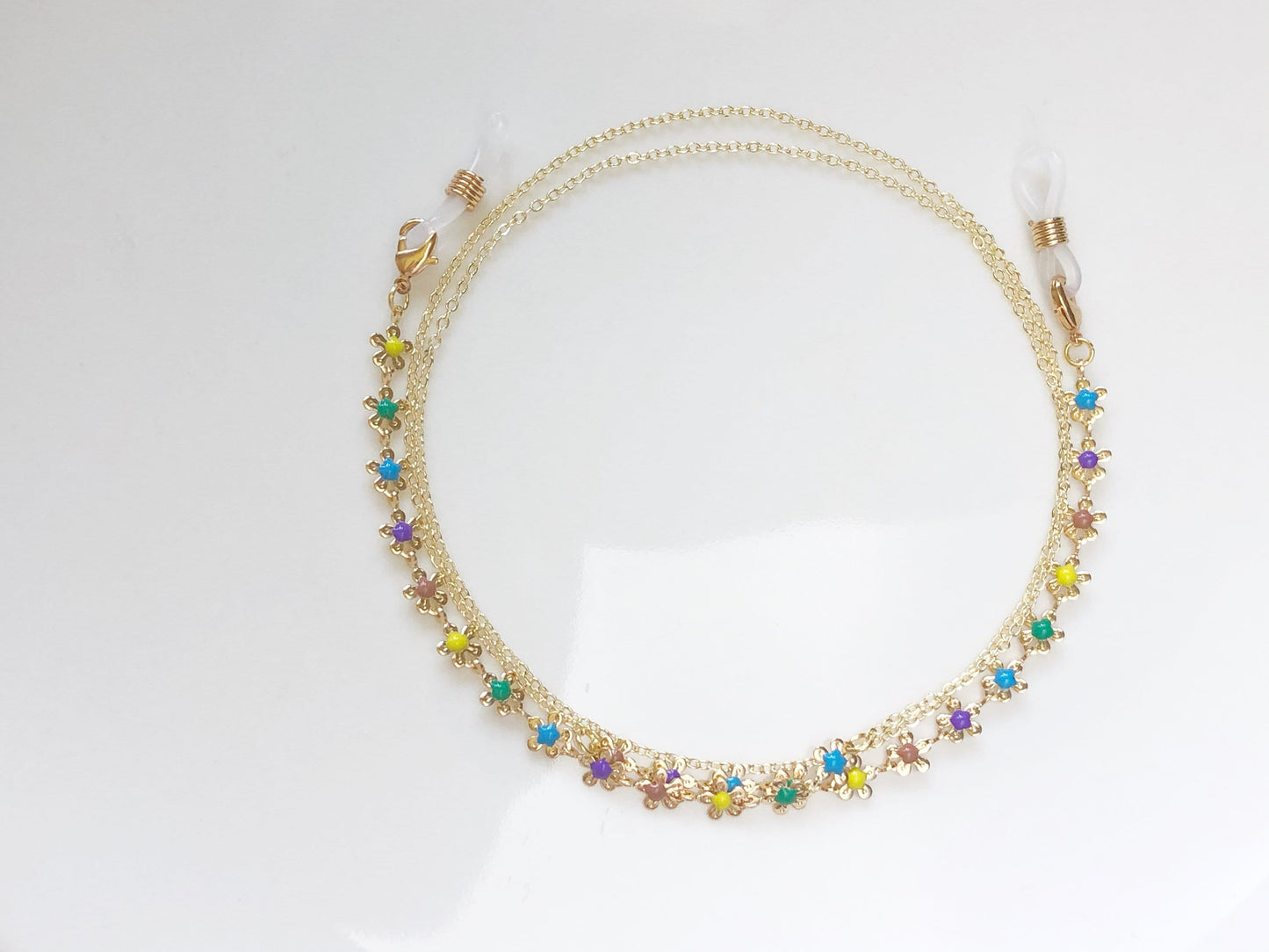 Dainty colourful flowers glasses chain, Delicate sunglasses chain, Travel essential, gift for mother, Valentines Gift for her, Lanyard
