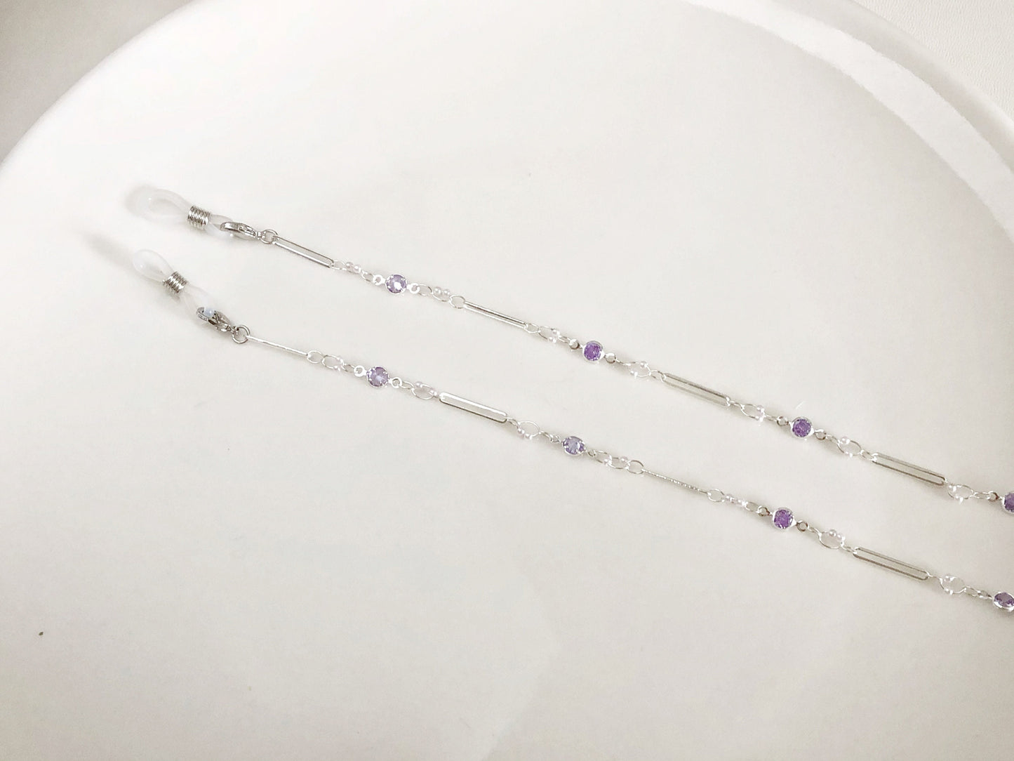 Dainty purple Zirconia glasses chain, Delicate sunglasses chain, Travel essential, gift for mother, Valentines Gift for her, Lanyard