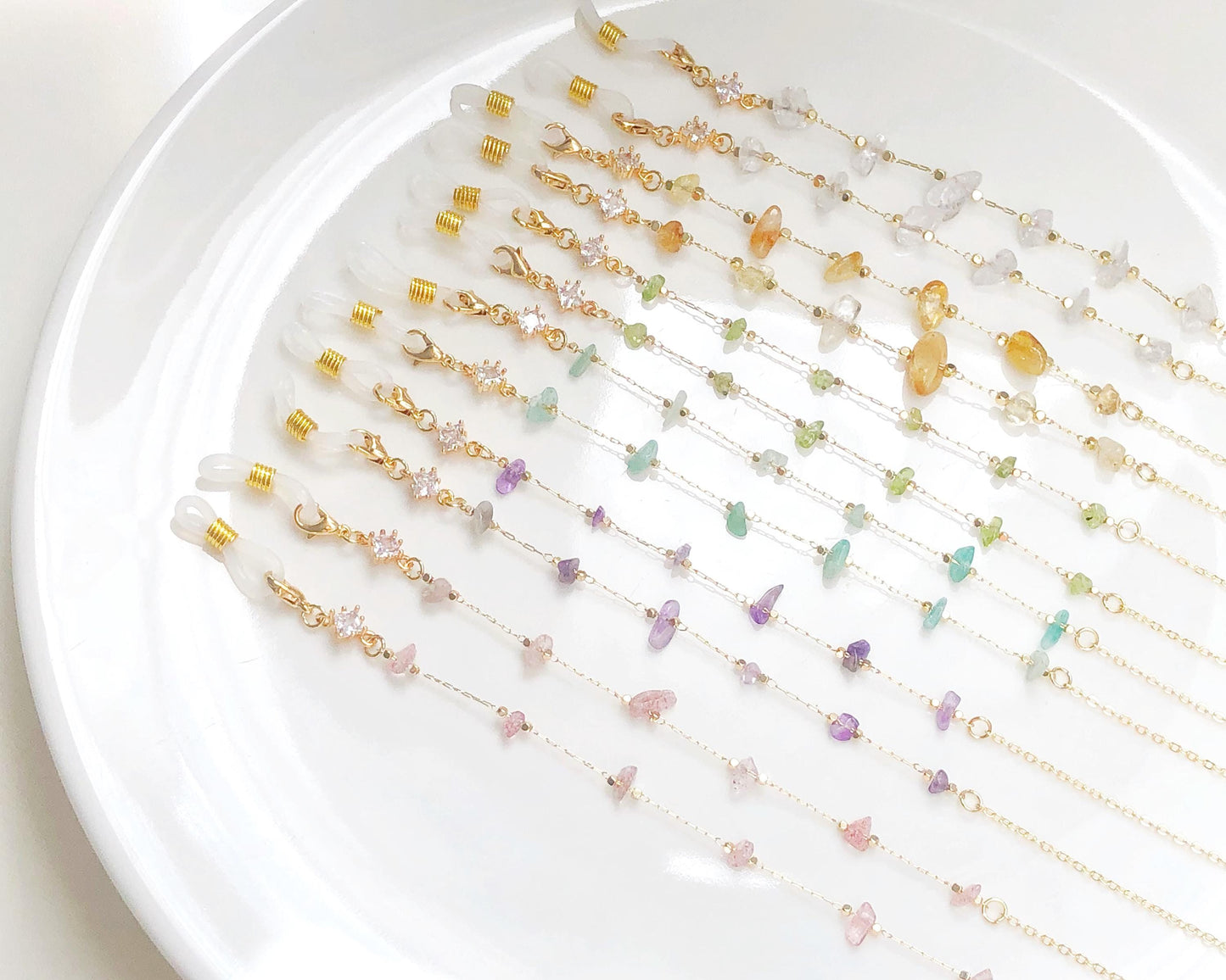 Dainty colourful quartz glasses chain, Delicate sunglasses chain, Travel essential, gift for mother, Valentines Gift for her, Lanyard