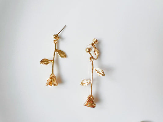 Dainty Rose Dangle Earrings | Flower Drop Earrings | Romantic Gift for Her | Bridesmaid Earrings | Minimalist Floral Jewellery