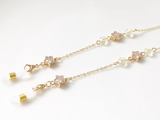 Zirconia stars glasses chain, Delicate sunglasses chain, Travel essential, gift for mother, Valentines Gift for her, Lanyard