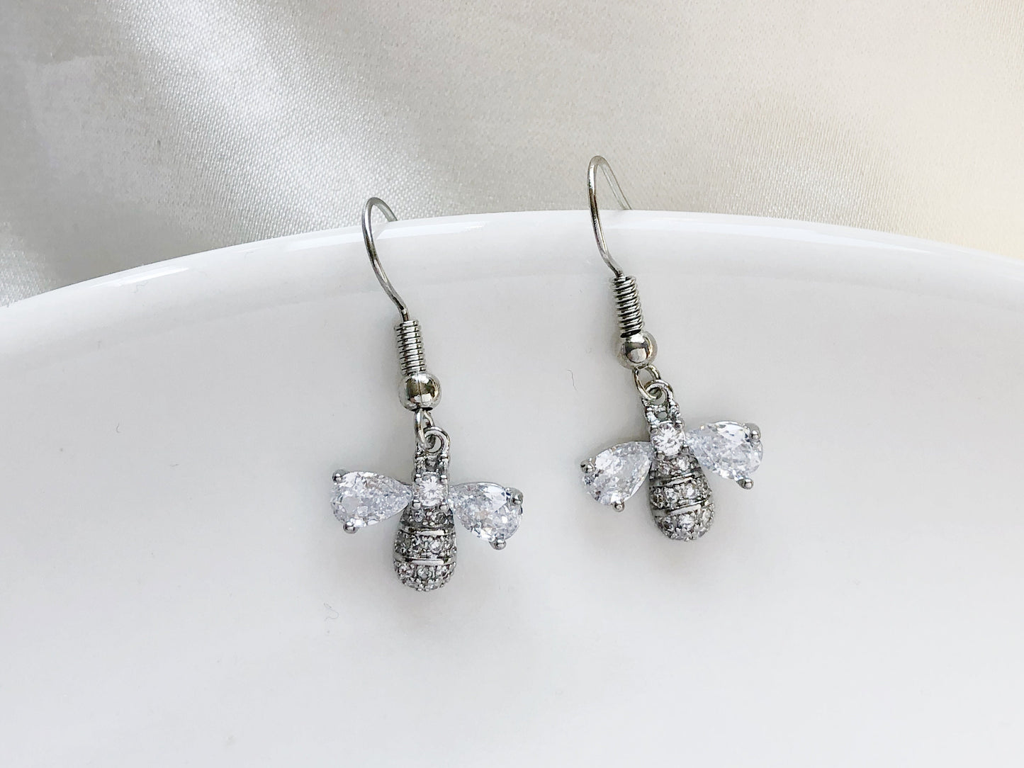 Gold Bee Earrings, Bumblebee and Bear bee earrings, Gift for her