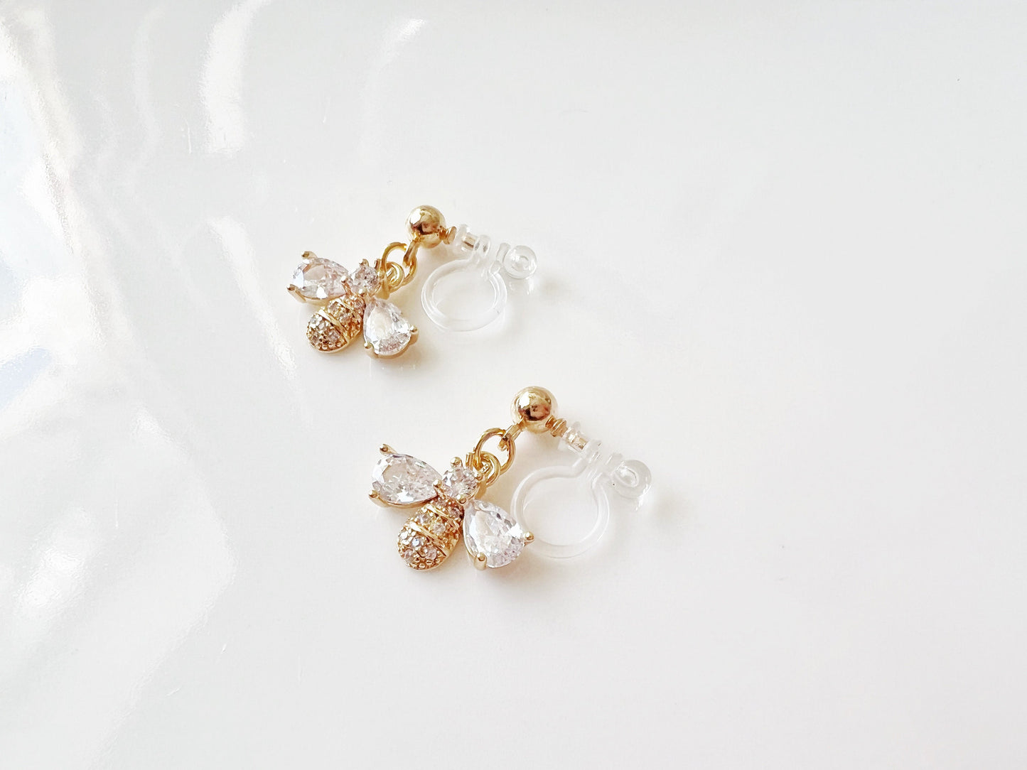 Gold Bee Earrings, Bumblebee and Bear bee earrings, Gift for her