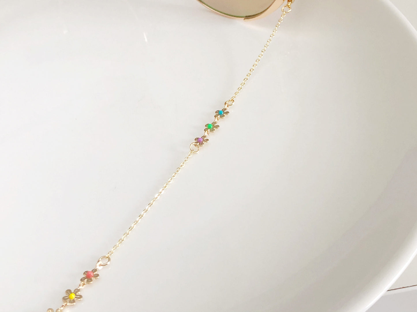 Dainty colourful flowers glasses chain, Delicate sunglasses chain, Travel essential, gift for mother, Valentines Gift for her, Lanyard