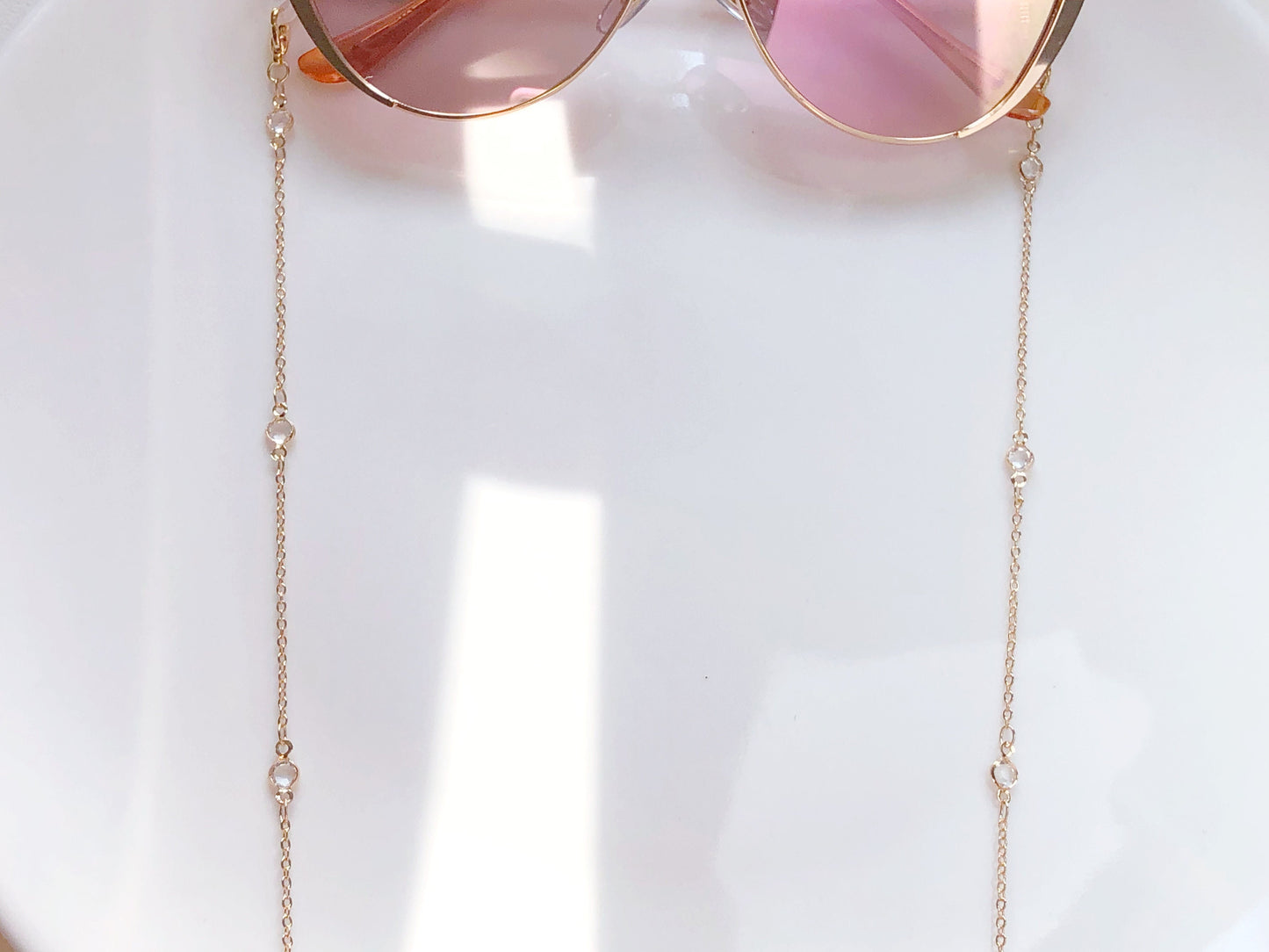 Dainty Clear Zirconia glasses chain, Delicate sunglasses chain, Travel essential, gift for mother, Valentines Gift for her, Lanyard