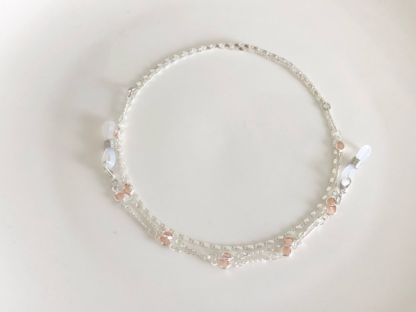 Dainty Pink silver colour glasses chain, Delicate sunglasses chain, Travel essential, gift for mother, Valentines Gift for her, Lanyard