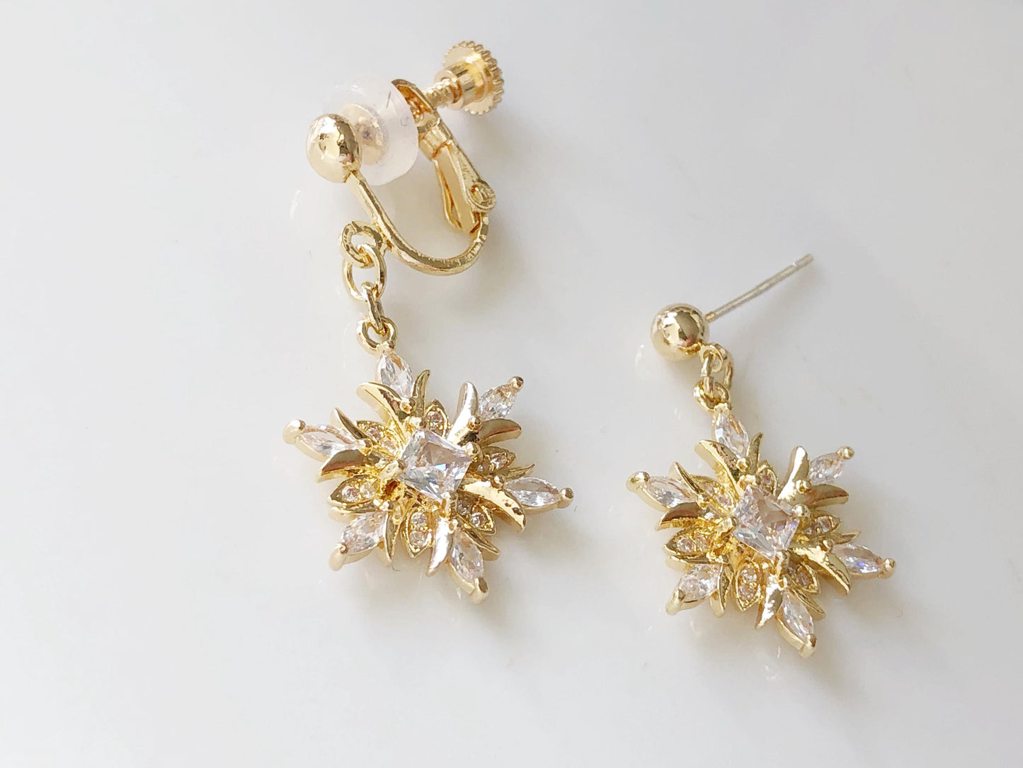 Snowflake Earrings Zircon Crystal Dangle Clip On Stud Hook Christmas  Winter Jewellery for Women Pierced Non Pierced Sparkly Gift for her