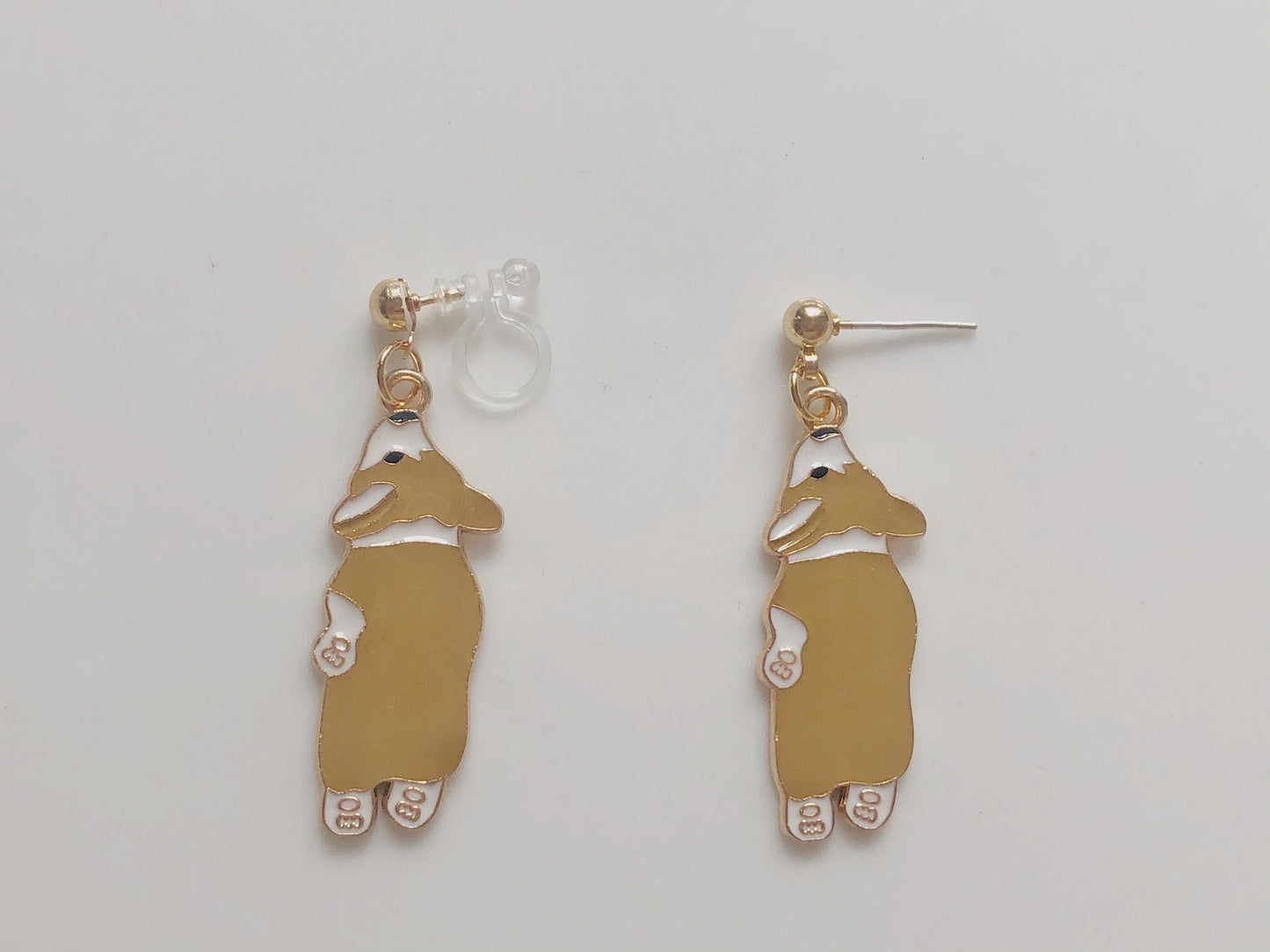 Corgi Earrings Cute Enamel Dog Jewellery Adorable Pet Lover Gift for Her Animal Earrings Clip On or Pierced Option