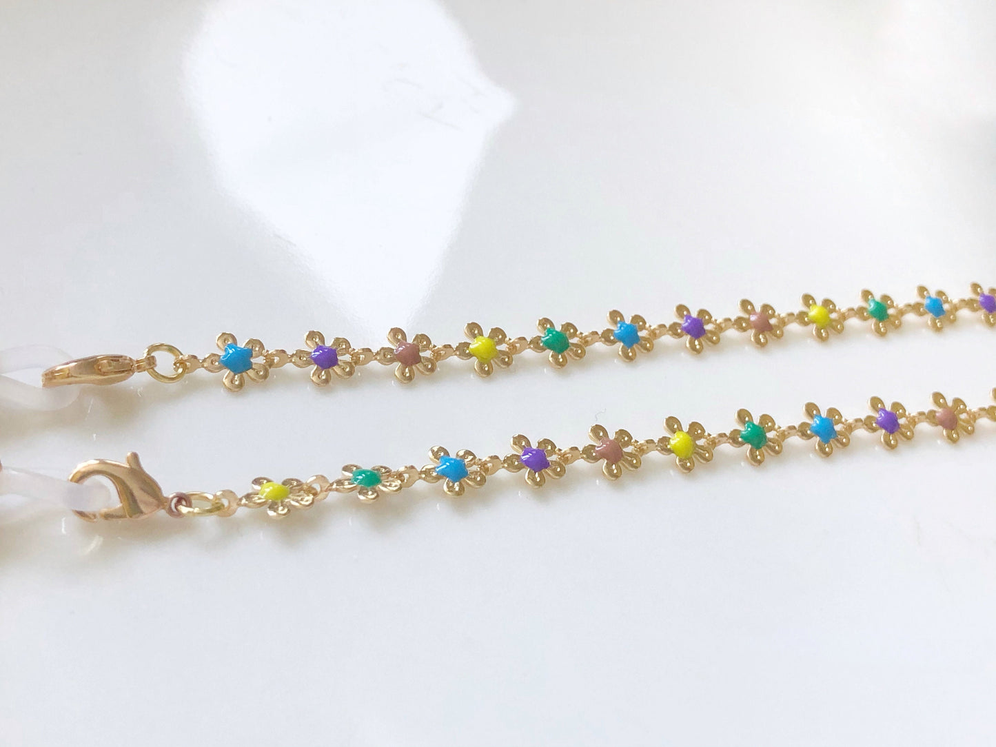 Dainty colourful flowers glasses chain, Delicate sunglasses chain, Travel essential, gift for mother, Valentines Gift for her, Lanyard