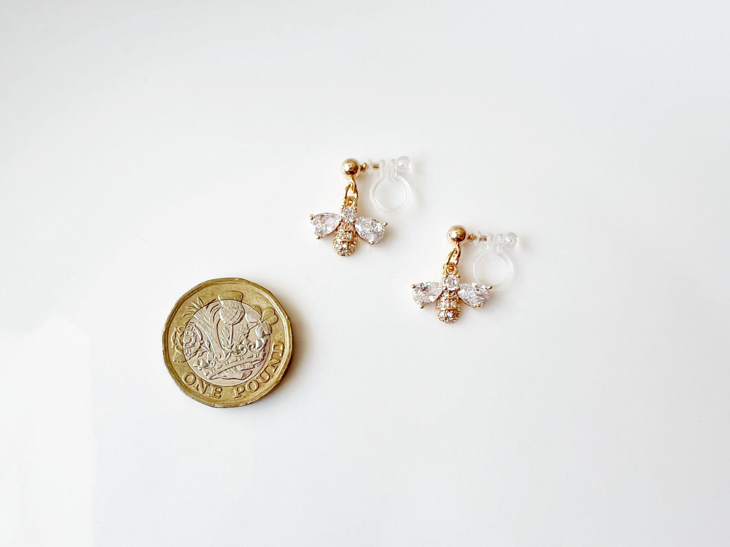 Gold Bee Earrings, Bumblebee and Bear bee earrings, Gift for her