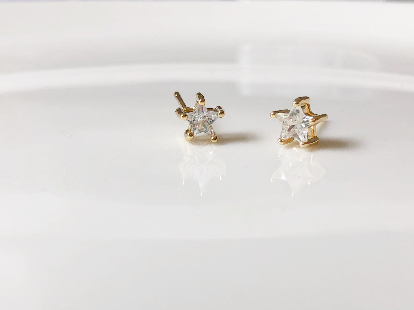 Tiny zirconia star stud/ cilp on Earring, Geometric Earring, Gift for her