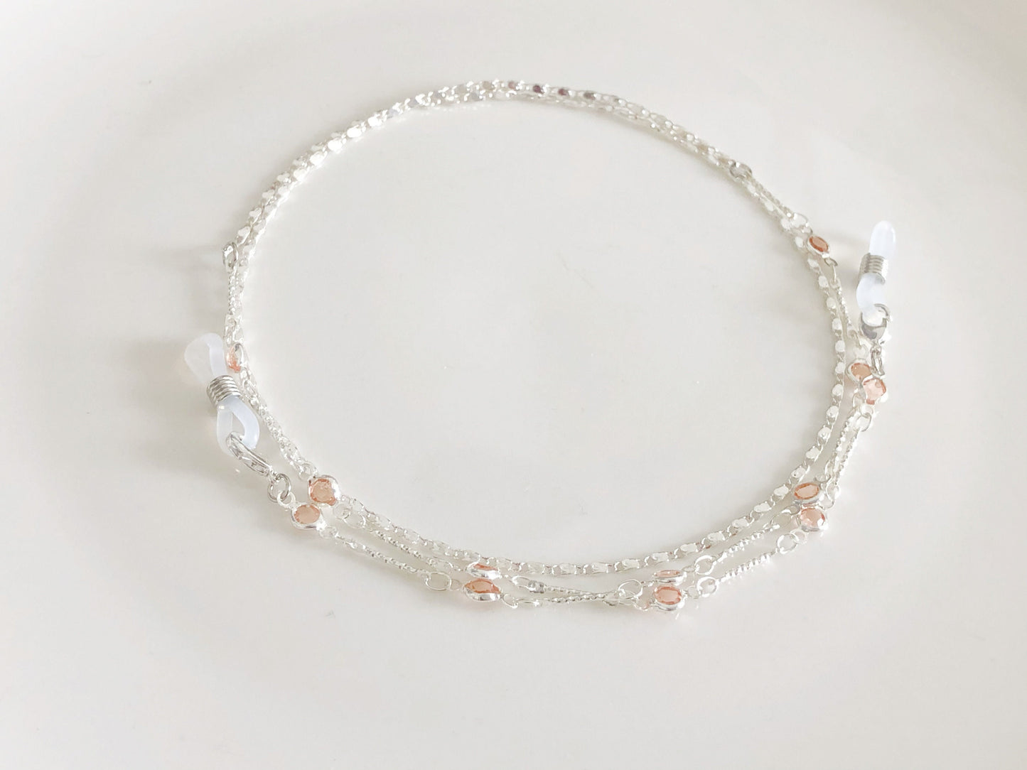 Dainty Pink silver colour glasses chain, Delicate sunglasses chain, Travel essential, gift for mother, Valentines Gift for her, Lanyard