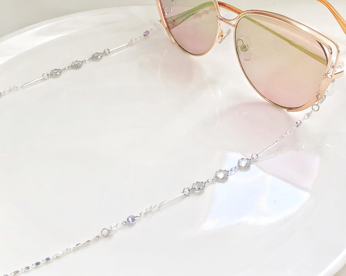 Dainty purple Zirconia glasses chain, Delicate sunglasses chain, Travel essential, gift for mother, Valentines Gift for her, Lanyard