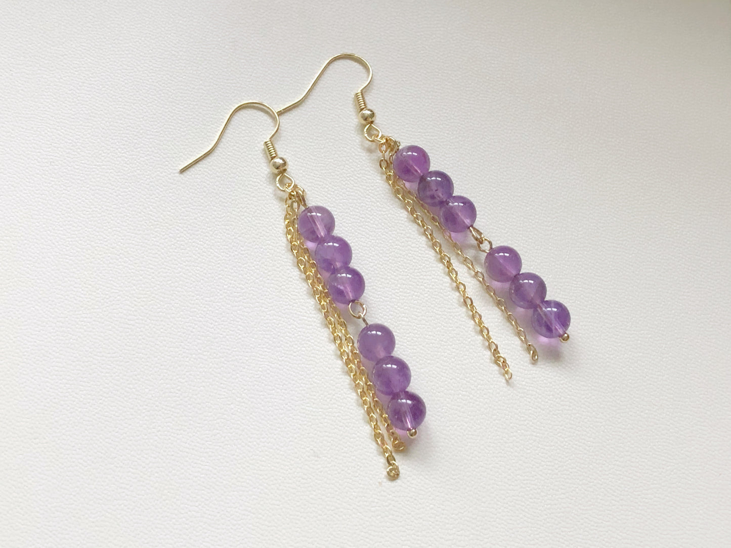 Pastel Bead Earrings, Long Chain Tassel, Gift for Her, Hook Stud or Clip on, Colourful Gemstone Dangle, Boho Summer Jewellery