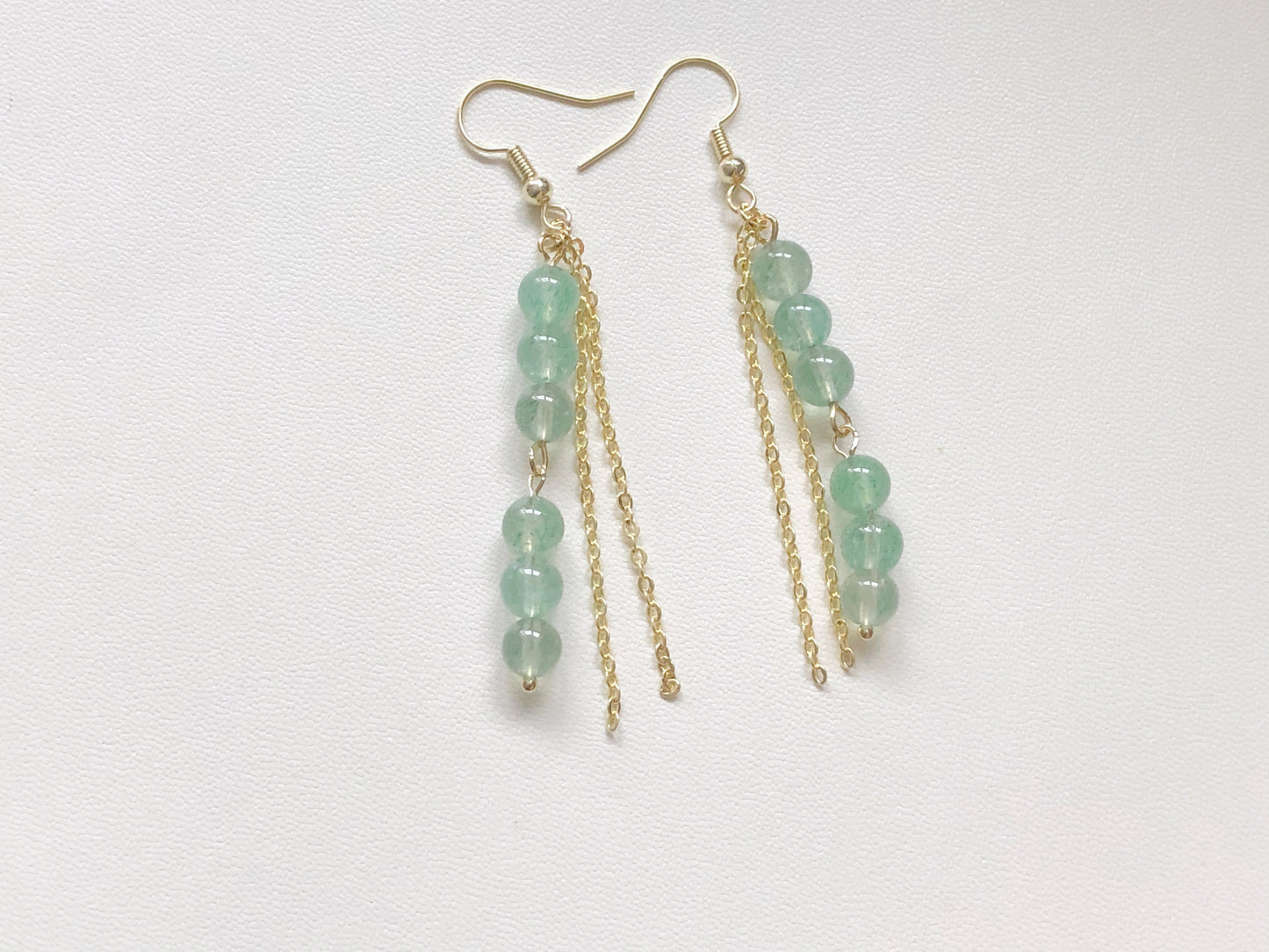 Pastel Bead Earrings, Long Chain Tassel, Gift for Her, Hook Stud or Clip on, Colourful Gemstone Dangle, Boho Summer Jewellery