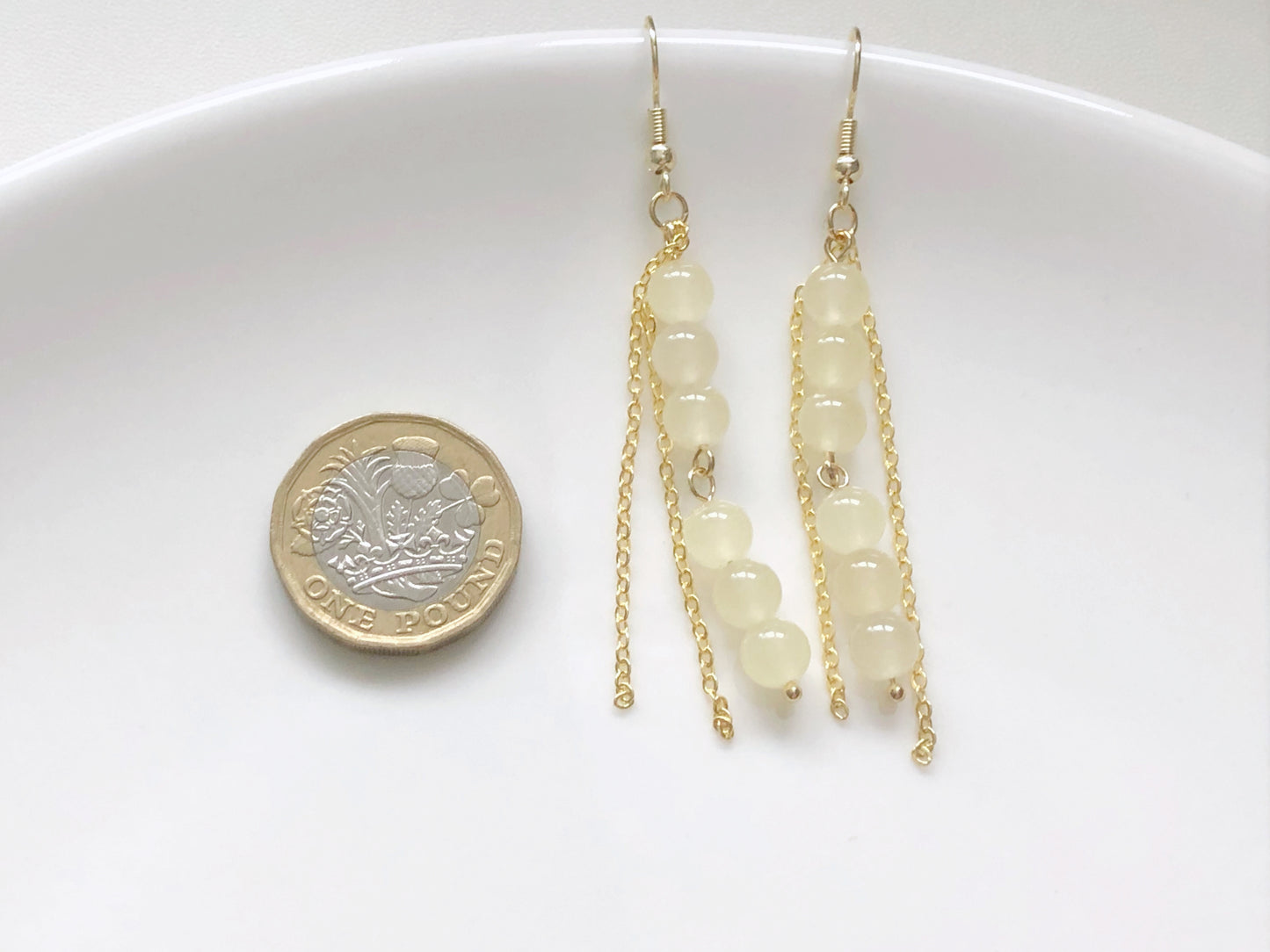 Pastel Bead Earrings, Long Chain Tassel, Gift for Her, Hook Stud or Clip on, Colourful Gemstone Dangle, Boho Summer Jewellery