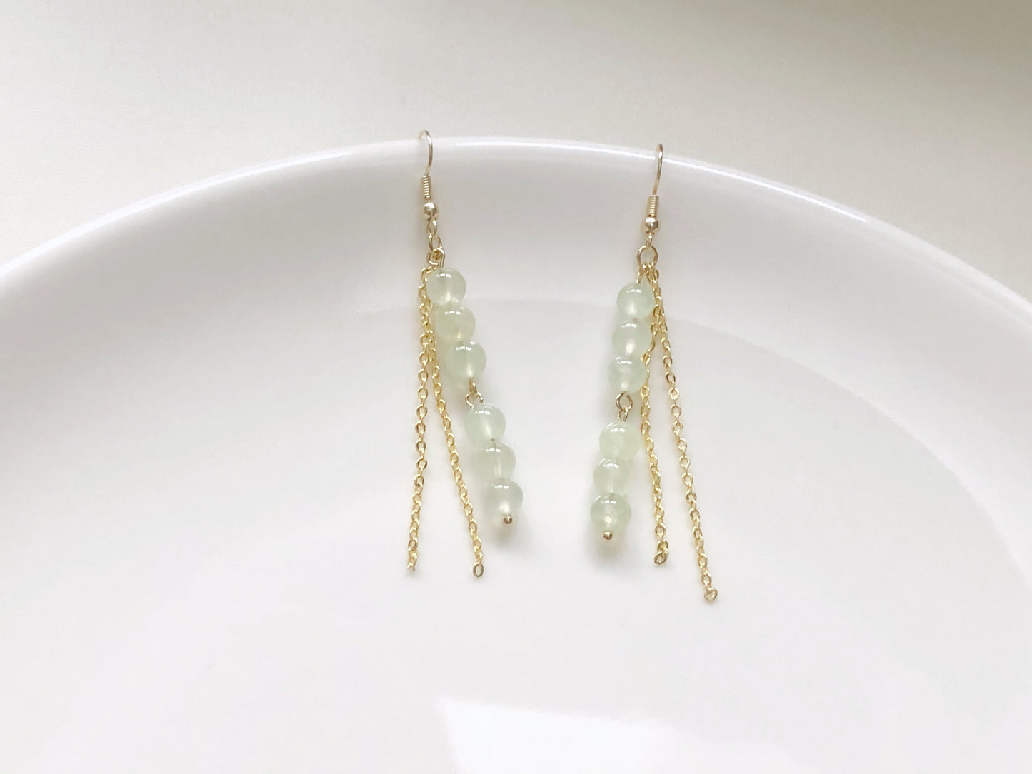 Pastel Bead Earrings, Long Chain Tassel, Gift for Her, Hook Stud or Clip on, Colourful Gemstone Dangle, Boho Summer Jewellery