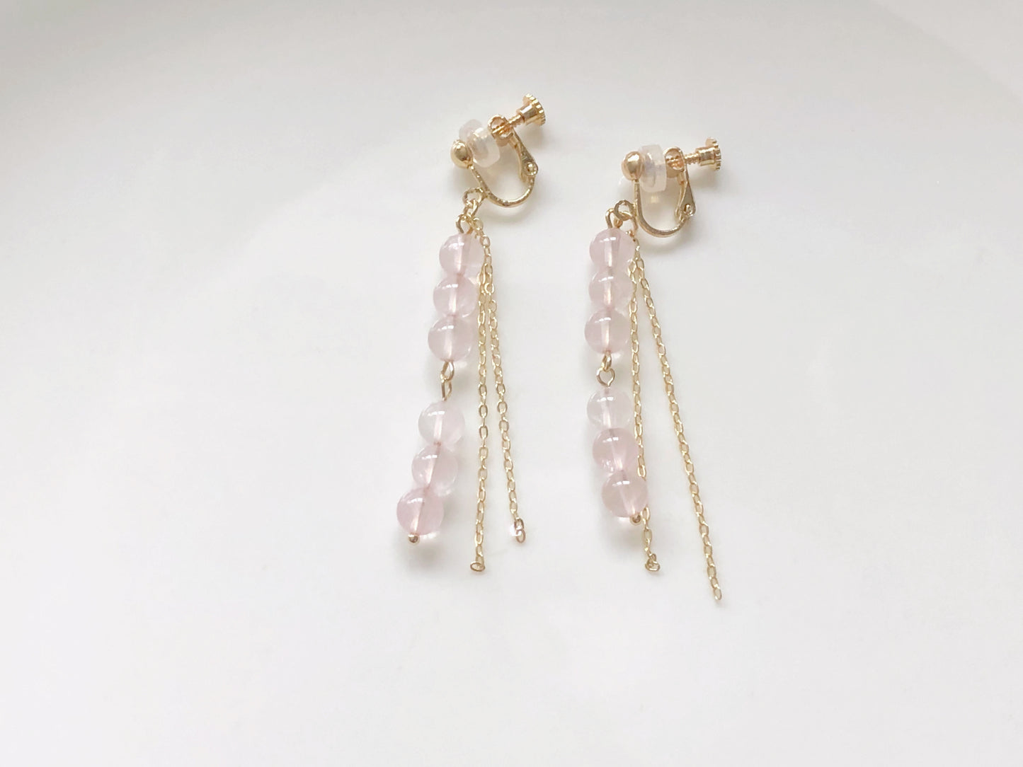 Pastel Bead Earrings, Long Chain Tassel, Gift for Her, Hook Stud or Clip on, Colourful Gemstone Dangle, Boho Summer Jewellery