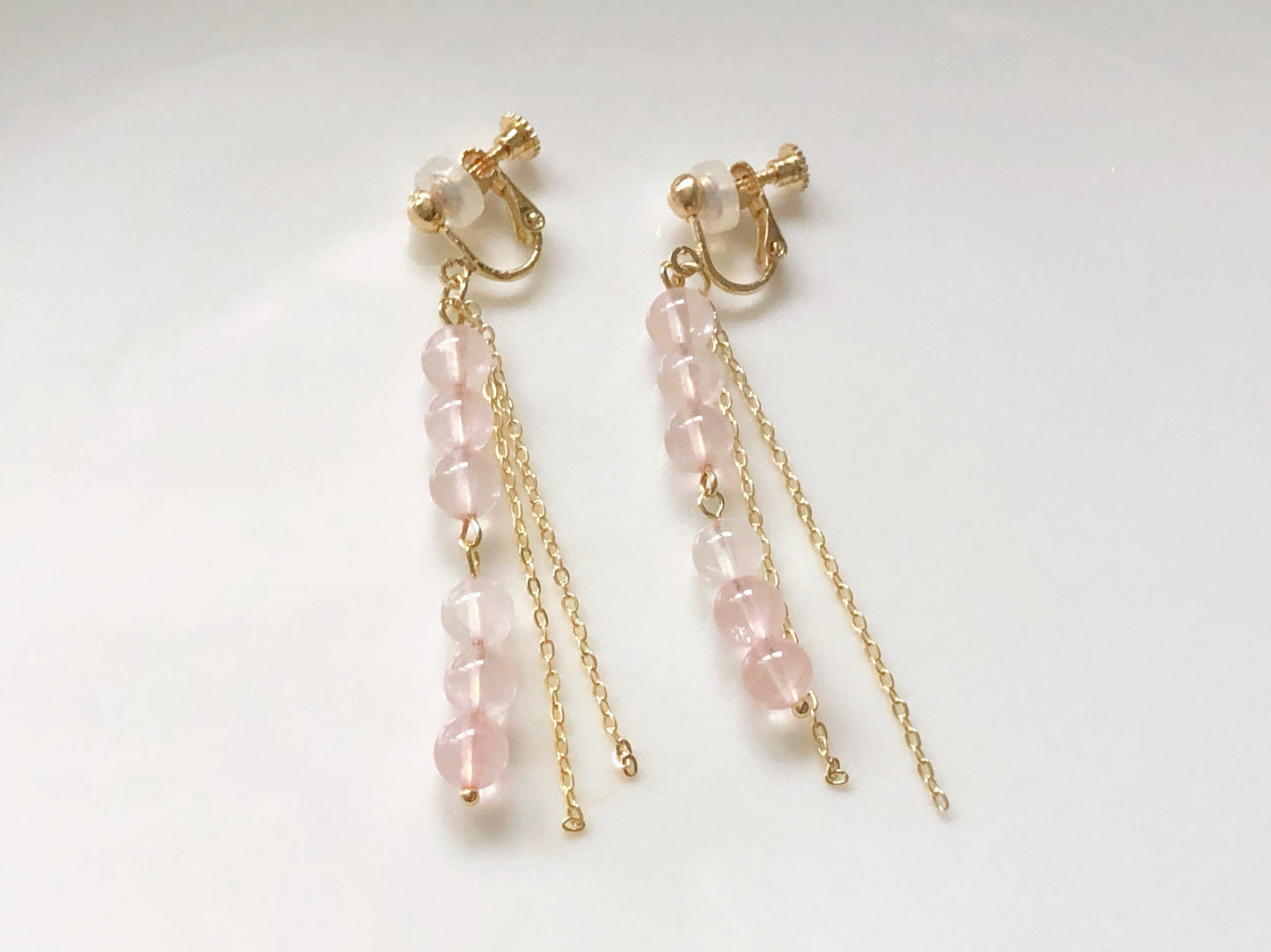 Pastel Bead Earrings, Long Chain Tassel, Gift for Her, Hook Stud or Clip on, Colourful Gemstone Dangle, Boho Summer Jewellery