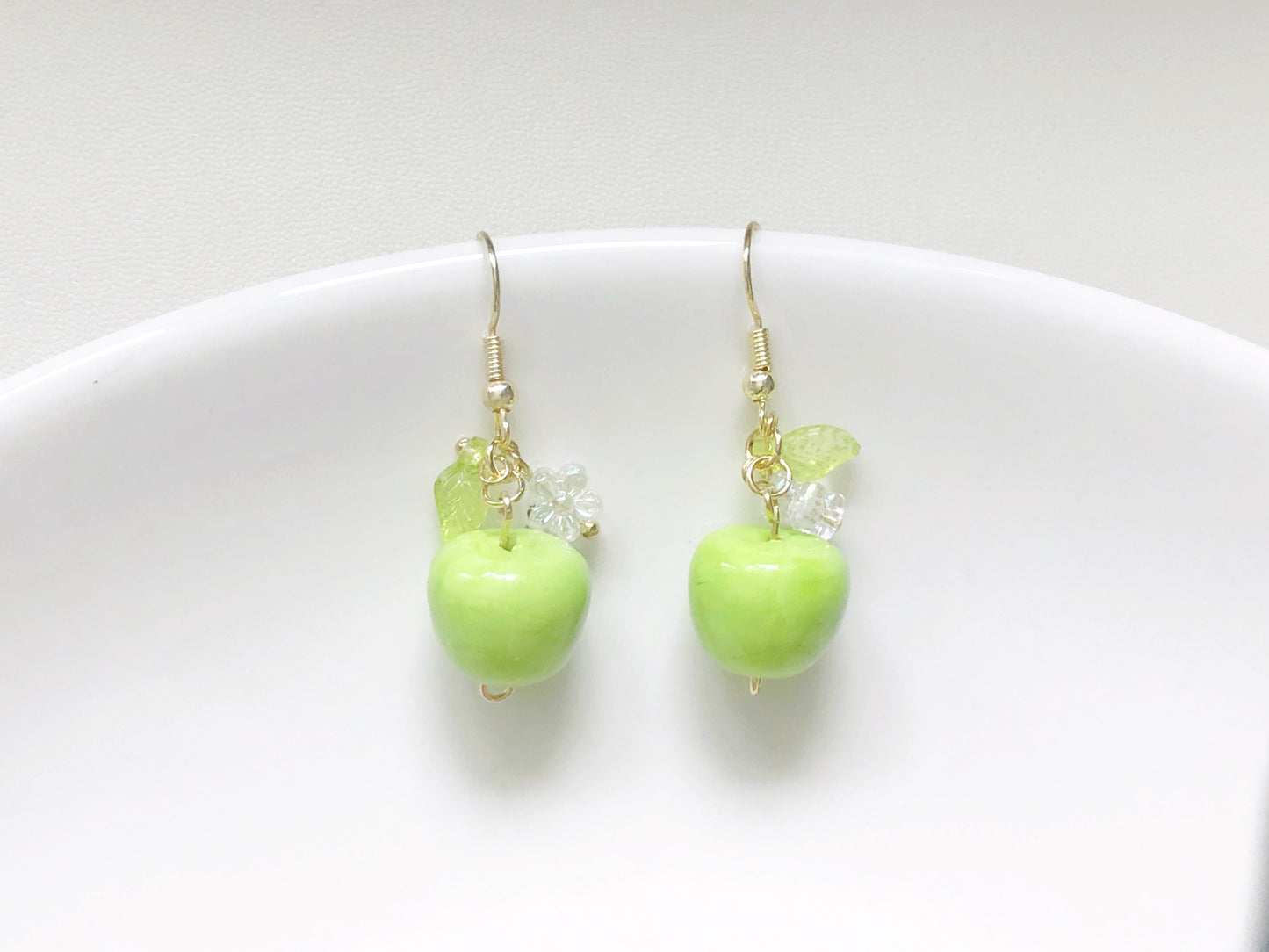 3D Apple Earrings, Red and Green Fruit, Hook Stud or Clip on, Kawaii Food Jewellery, Teacher Appreciation Gift for her