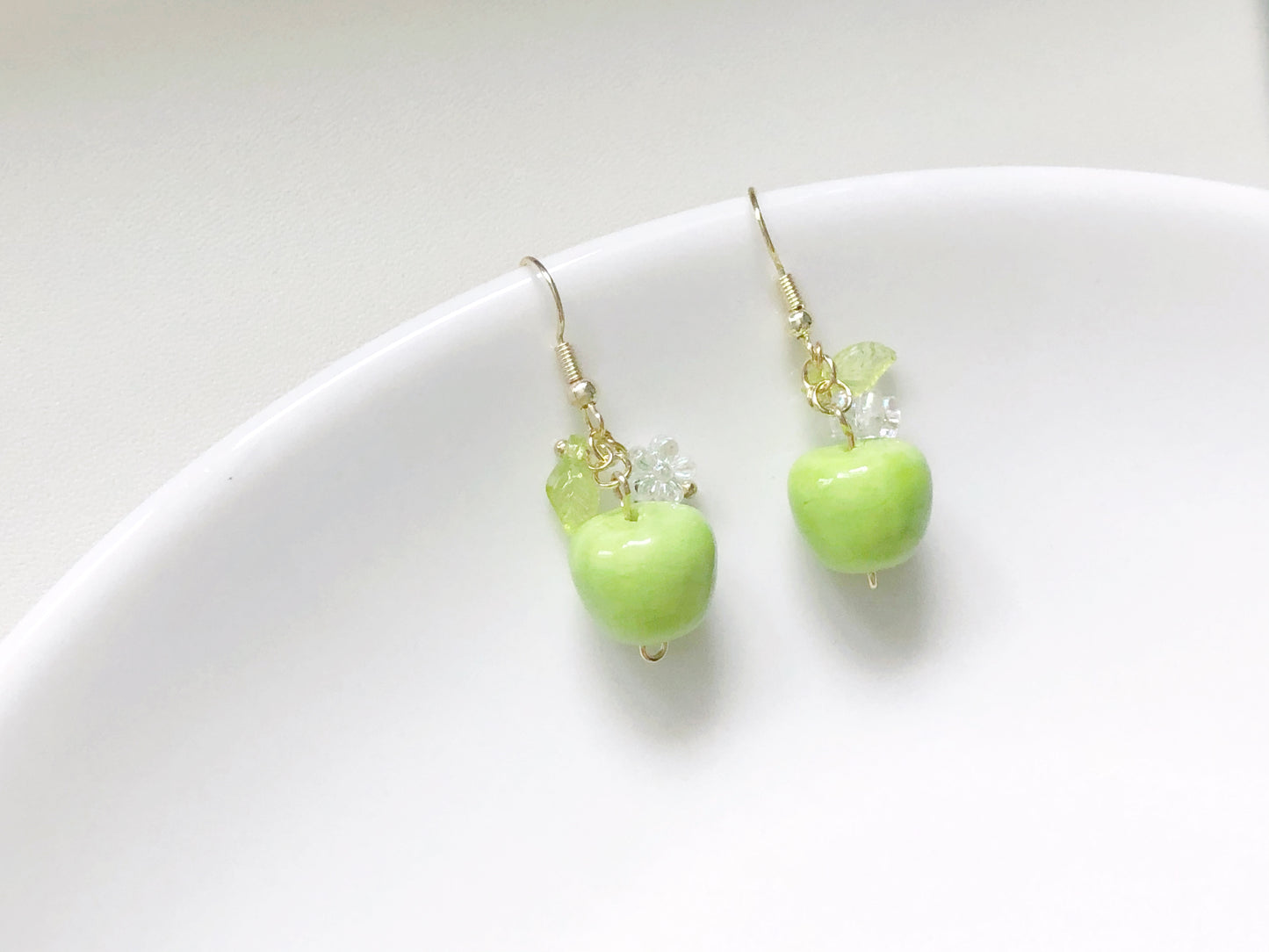 3D Apple Earrings, Red and Green Fruit, Hook Stud or Clip on, Kawaii Food Jewellery, Teacher Appreciation Gift for her
