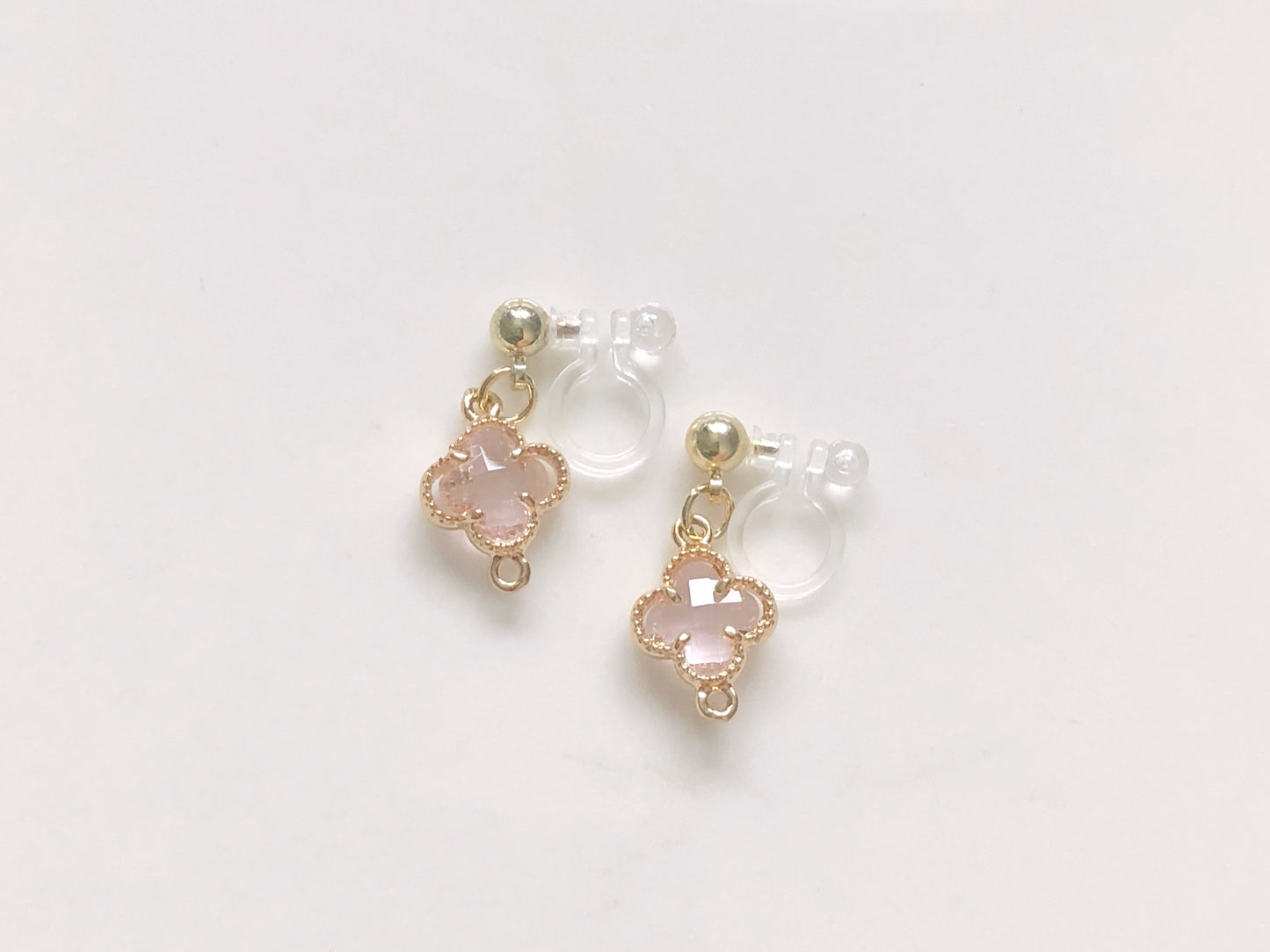 Lucky Four Leaf Clover Earrings in 9 Colours, Dainty Crystal Flower Dangle, Choice of Hook, Stud or Clip on, Birthday Gift for Her