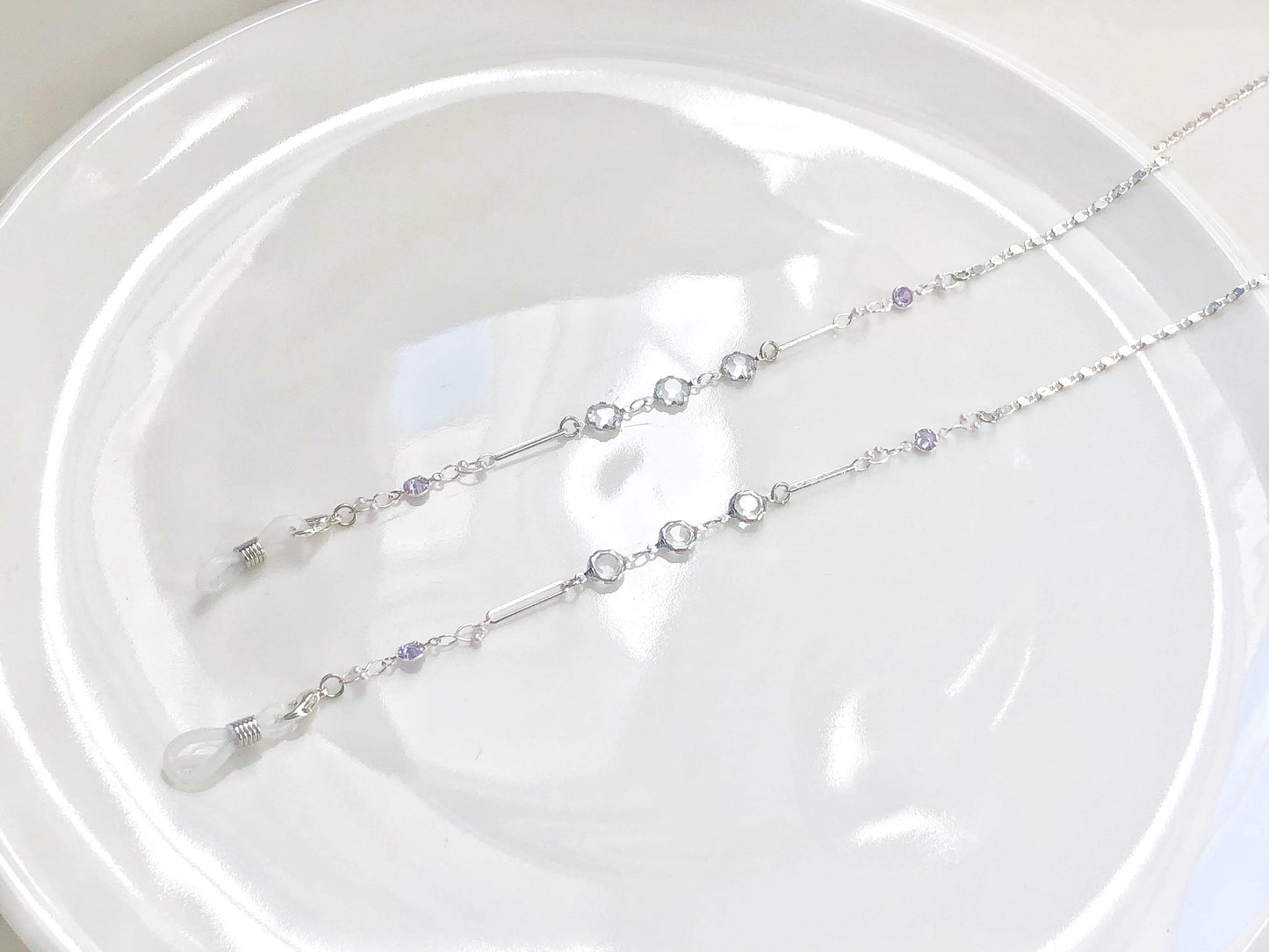 Dainty purple Zirconia glasses chain, Delicate sunglasses chain, Travel essential, gift for mother, Valentines Gift for her, Lanyard