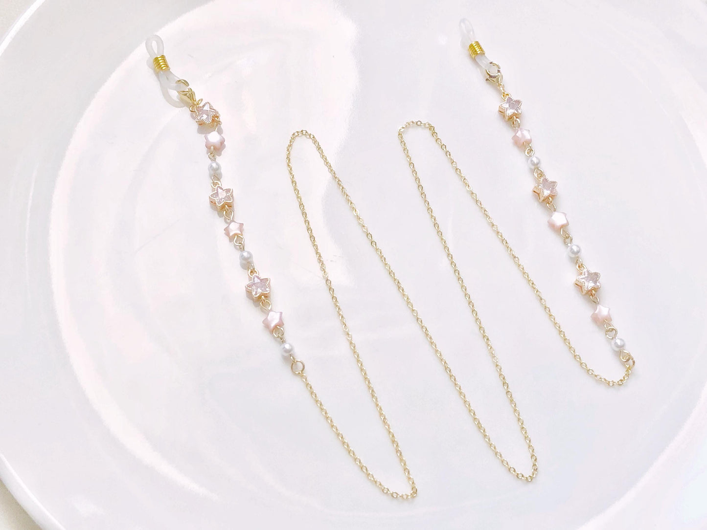Glasses Chain Star Bead, Crystal Mother of Pearl Eyeglass Holder, Spectacles Chain Jewellery, Sunglasses Strap, Gift For Her