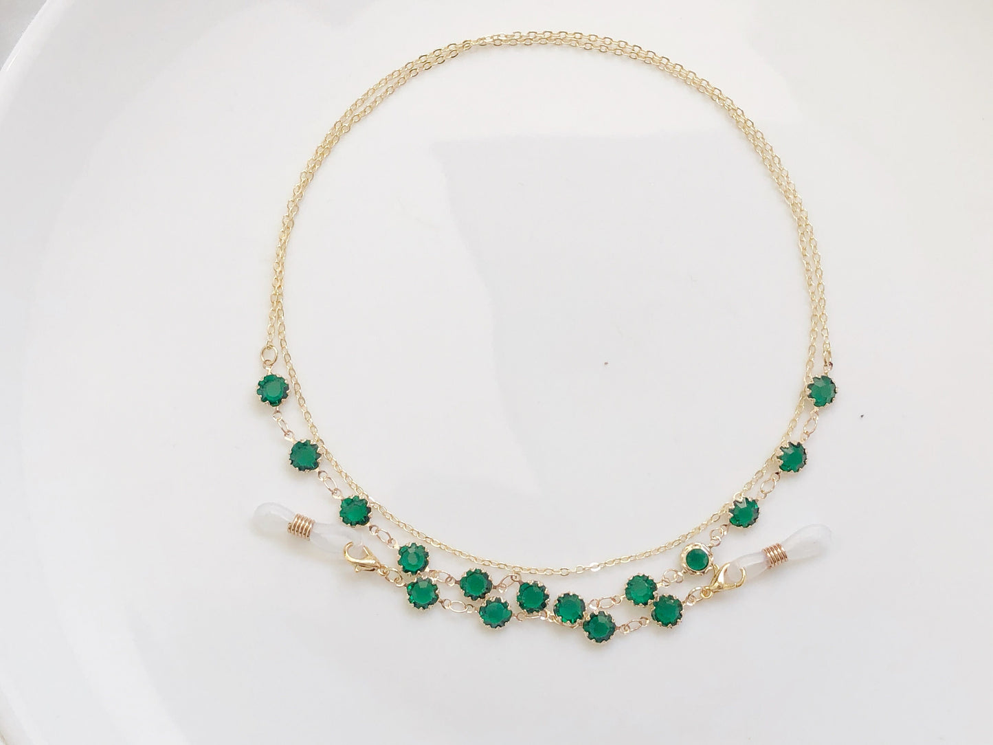 Dainty Green Zirconia glasses chain, Delicate sunglasses chain, Travel essential, gift for mother, Valentines Gift for her, Lanyard