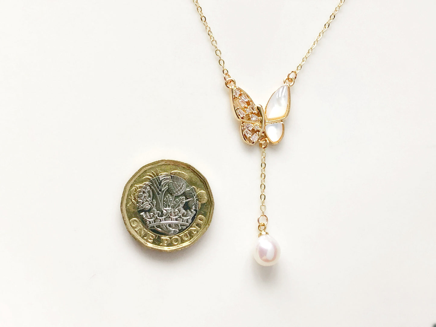 Butterfly Pearl Necklace Elegant Freshwater Pearl Pendant Dainty Zircon Jewellery Wedding Anniversary Birthday Gift for her Women Girls