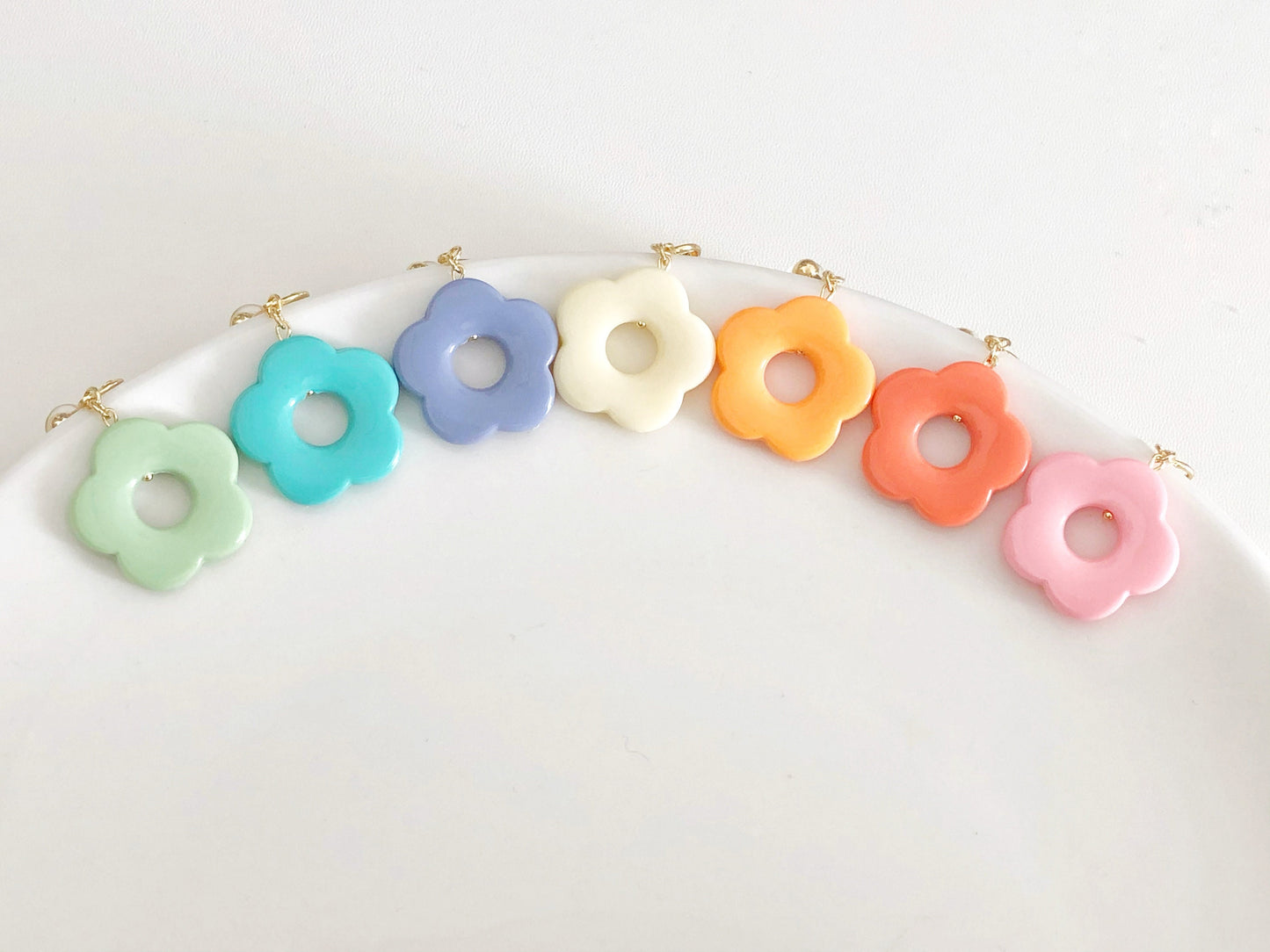 Colourful Flower Earrings | Clip On or Stud | Daisy Style Pastel Jewellery | Cute Handmade Gift for Her